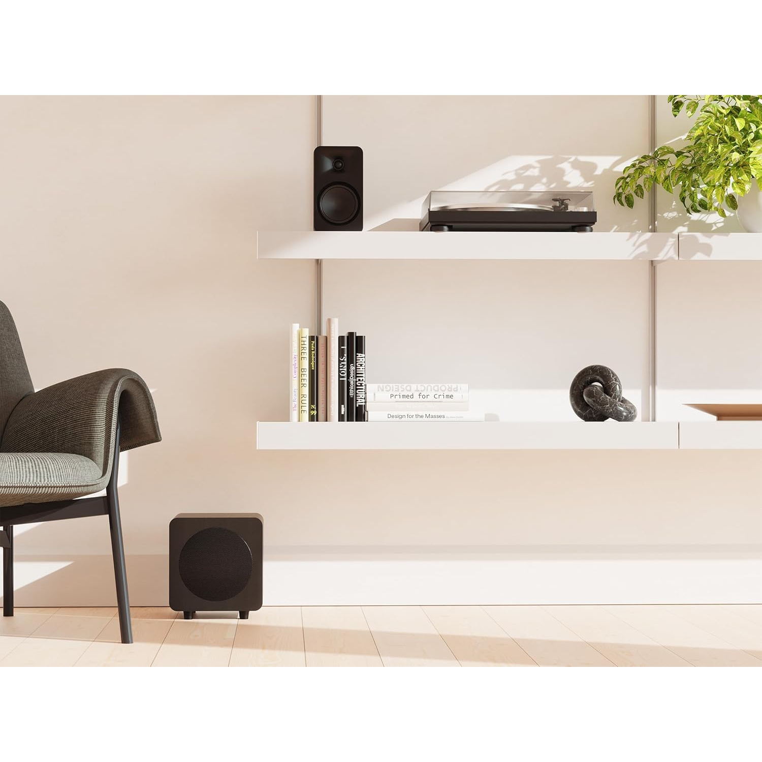 Haut-parleur d'extrêmes graves amplifié scellé SUB6 de Kanto | Puissance de crête 200 W | Haut-parleur de graves de 6 po | Basses rapides