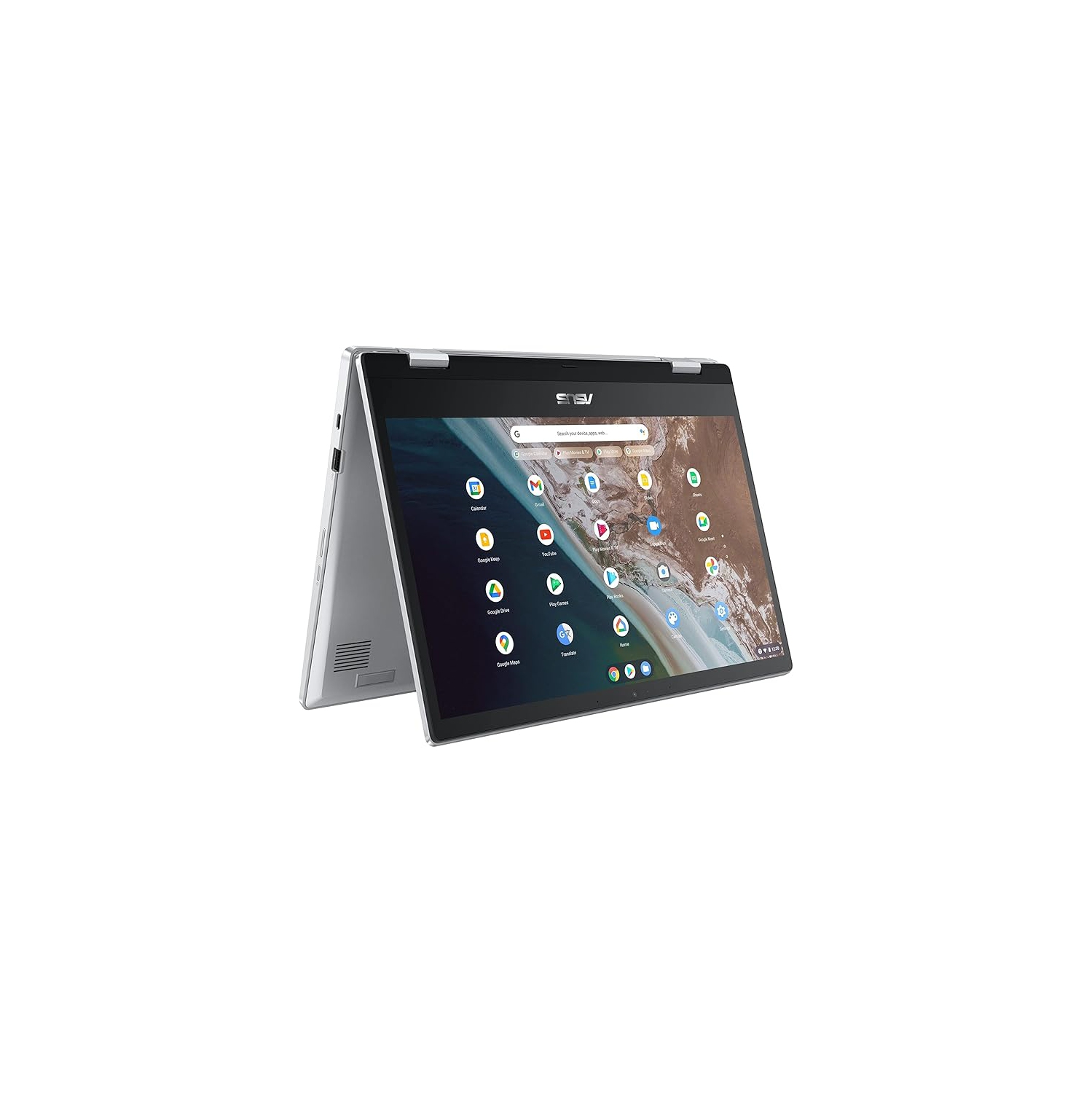 ASUS Chromebook Flip CX1 Laptop, 14" Full HD NanoEdge Display, Intel Celeron N4500 Processor, 128GB eMMC, 8GB RAM, ChromeOS, Transparent Silver,