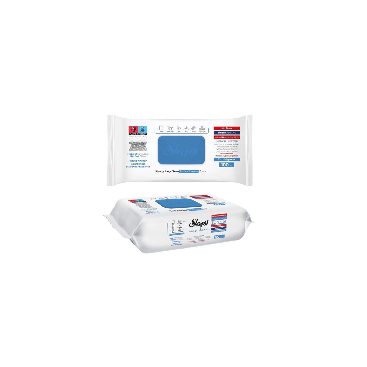 Lingettes nettoyantes faciles à nettoyer Parfum de pépin 100 unités , bleu