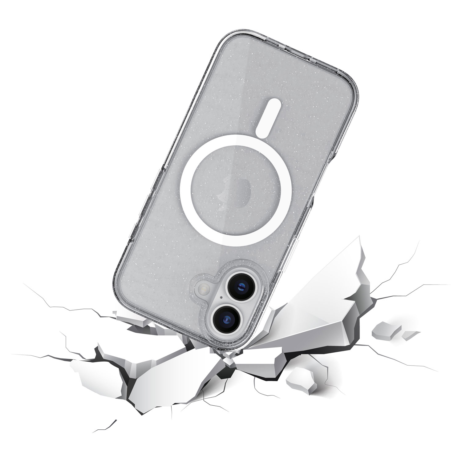 Étui rigide ajusté Glitz de TUFF8 avec MagSafe pour iPhone 17 - Paillettes/Transparent