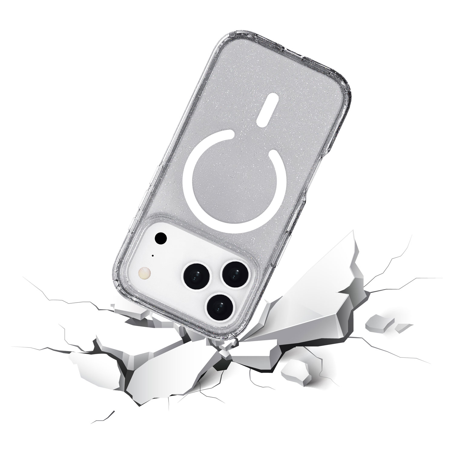 TUFF8 Glitz Fitted Hard Shell Case with MagSafe for iPhone 17 Pro - Glitter/Clear