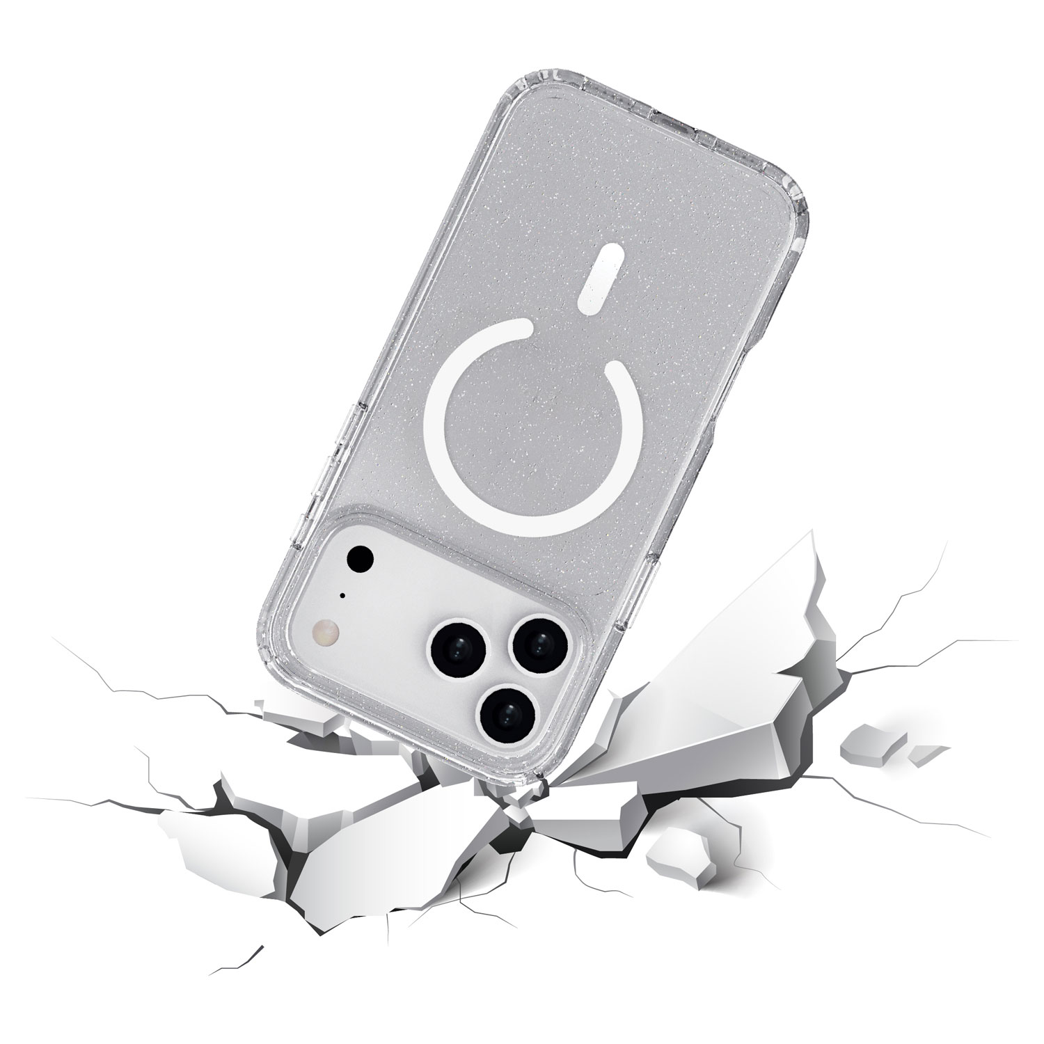 Étui rigide ajusté Glitz de TUFF8 avec MagSafe pour iPhone 17 Pro Max - Paillettes/Transparent