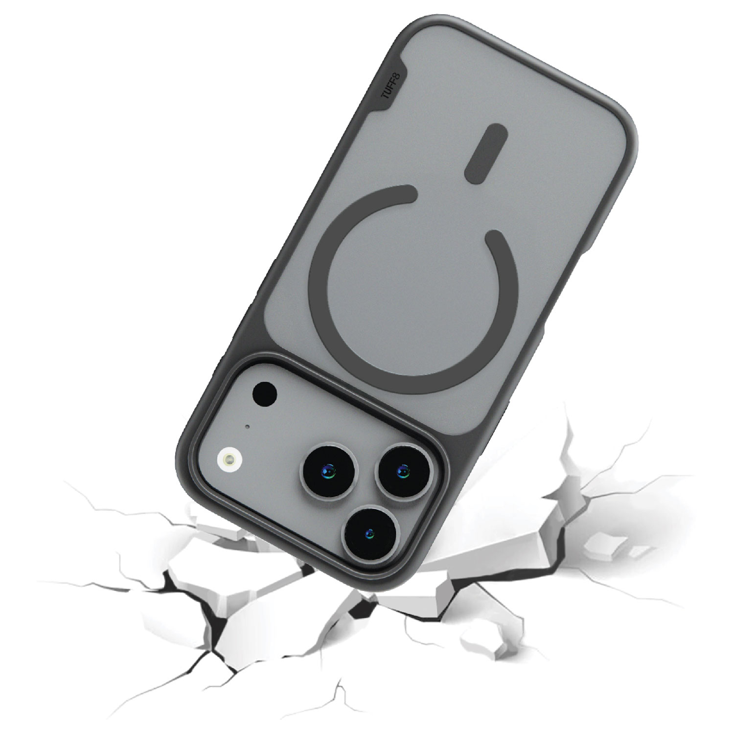 Étui souple ajusté GlideGuard de TUFF8 avec MagSafe pour iPhone 17 Pro - Noir fumé