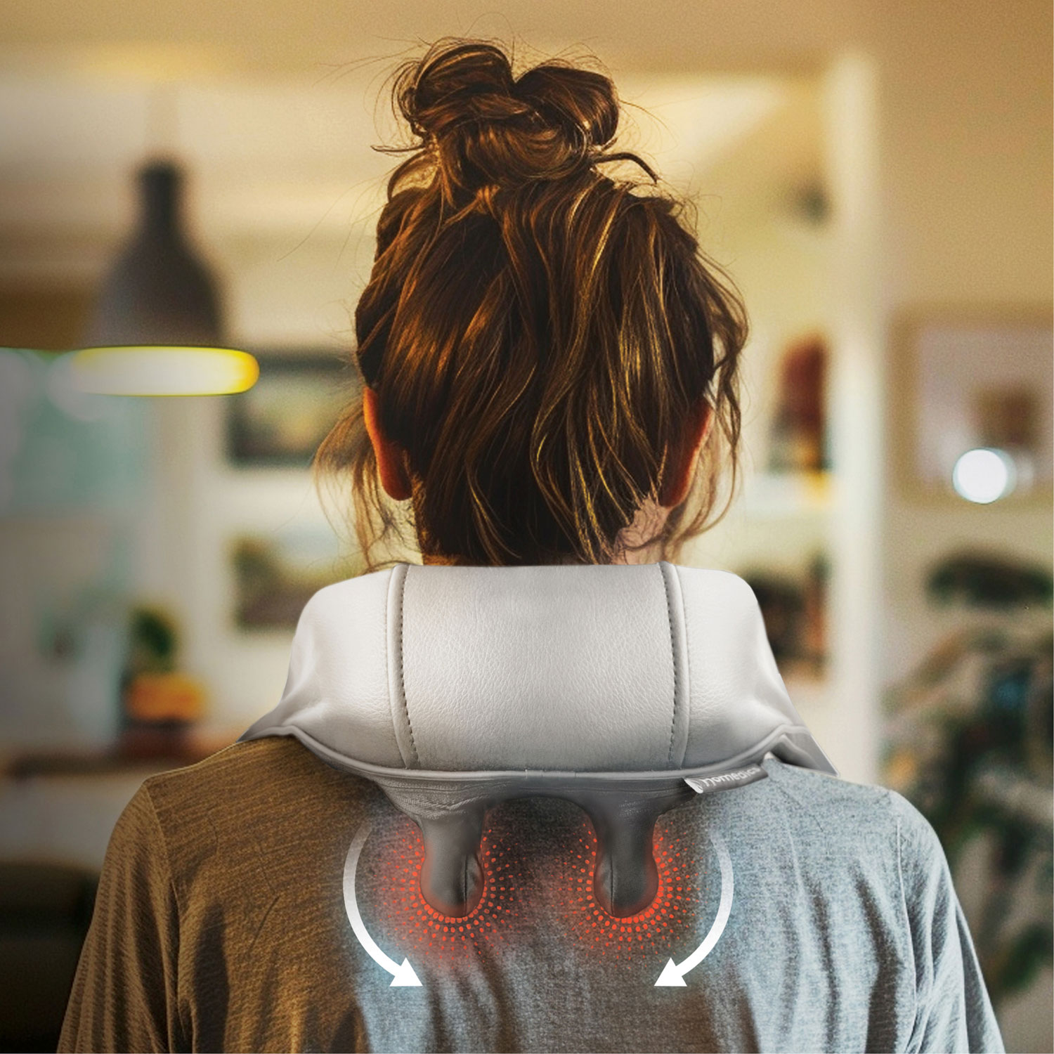 Appareil de massage shiatsu sans fil pour le cou et les épaules avec chaleur de HoMedics - Gris