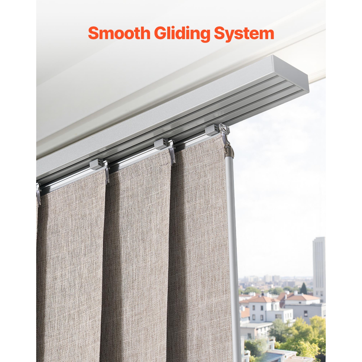 VEVOR 45.8 in to 86 in W Panel Track Blinds, Trimmable Panel Curtains Up to 96 in H, Vertical Blackout Panel Blinds for Sliding Doors, Patio Doors,