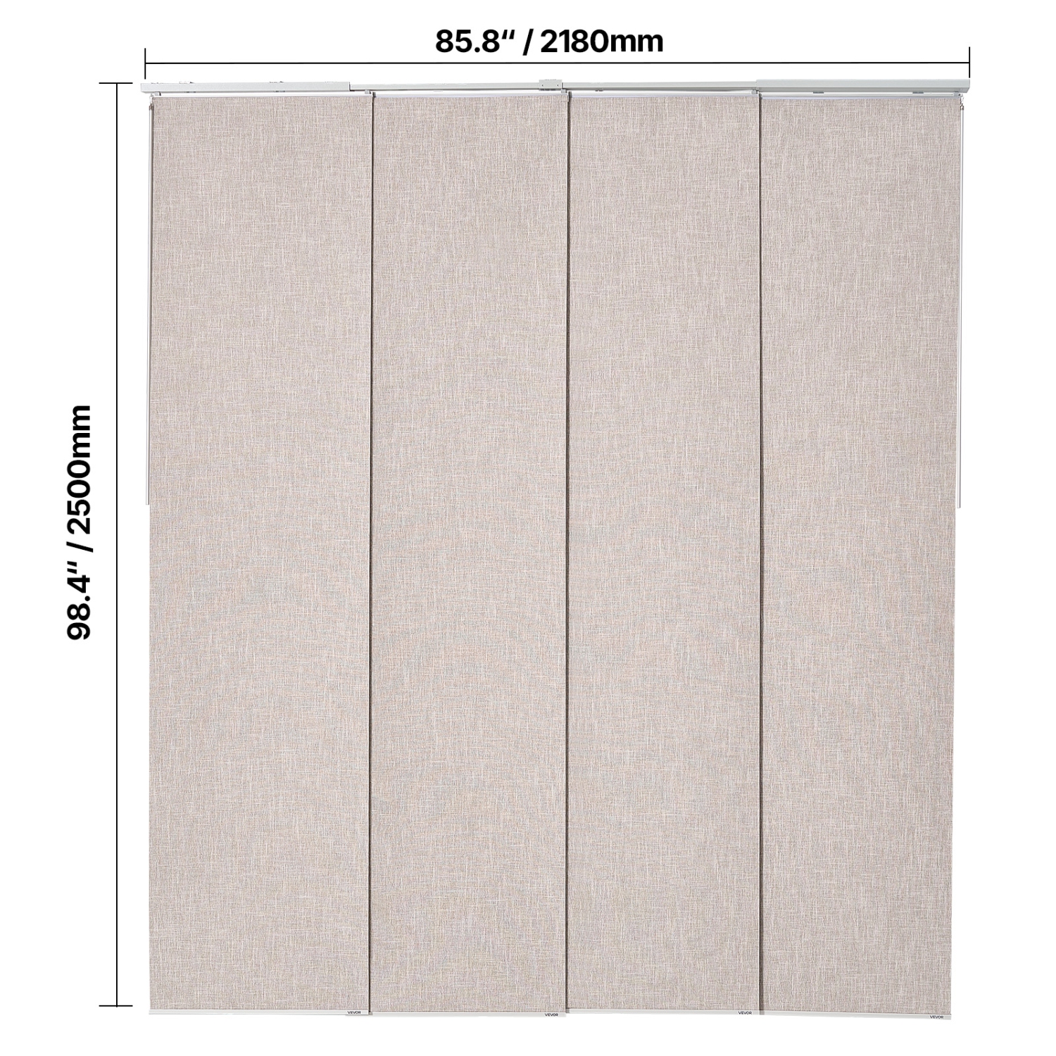 VEVOR 45.8 in to 86 in W Panel Track Blinds, Trimmable Panel Curtains Up to 96 in H, Vertical Blackout Panel Blinds for Sliding Doors, Patio Doors,