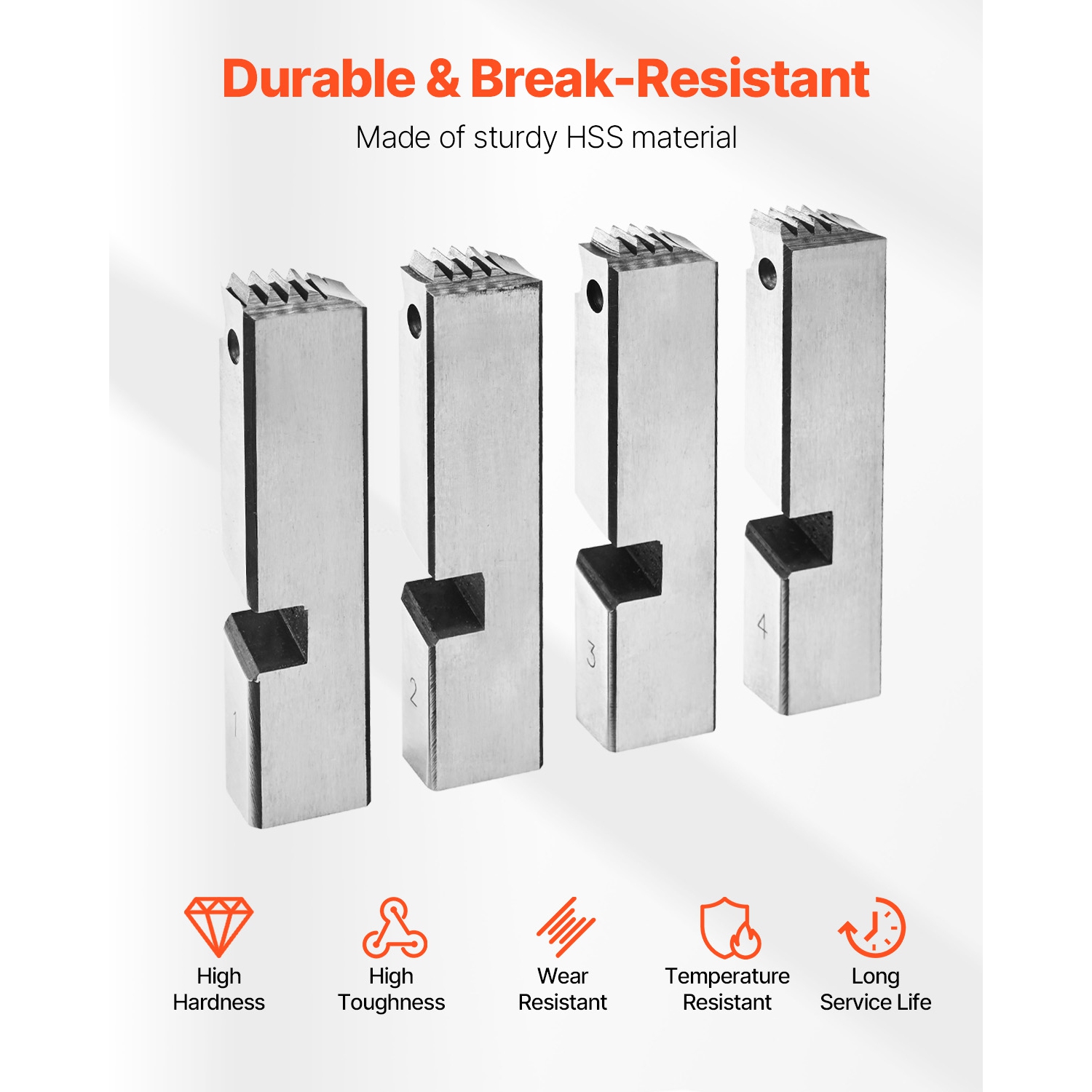 Découpes pour machine de filetage VEVOR 2-1/2&nbsp;po à NPT 4&nbsp;po, 4 paquets de pinces pour tuyaux, attaches pour tuyaux HSS droitiers, appareils