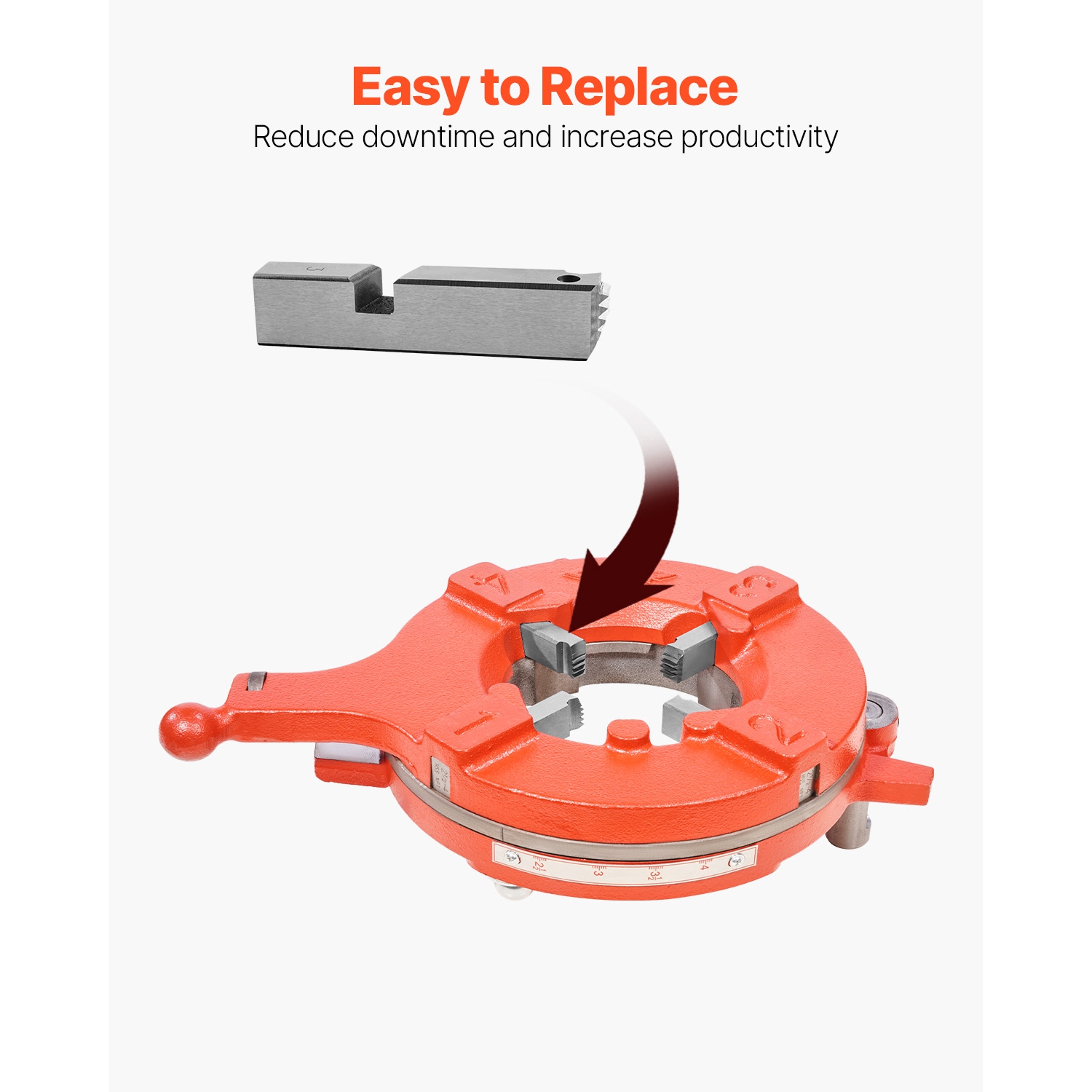 Découpes pour machine de filetage VEVOR 2-1/2&nbsp;po à NPT 4&nbsp;po, 4 paquets de pinces pour tuyaux, attaches pour tuyaux HSS droitiers, appareils