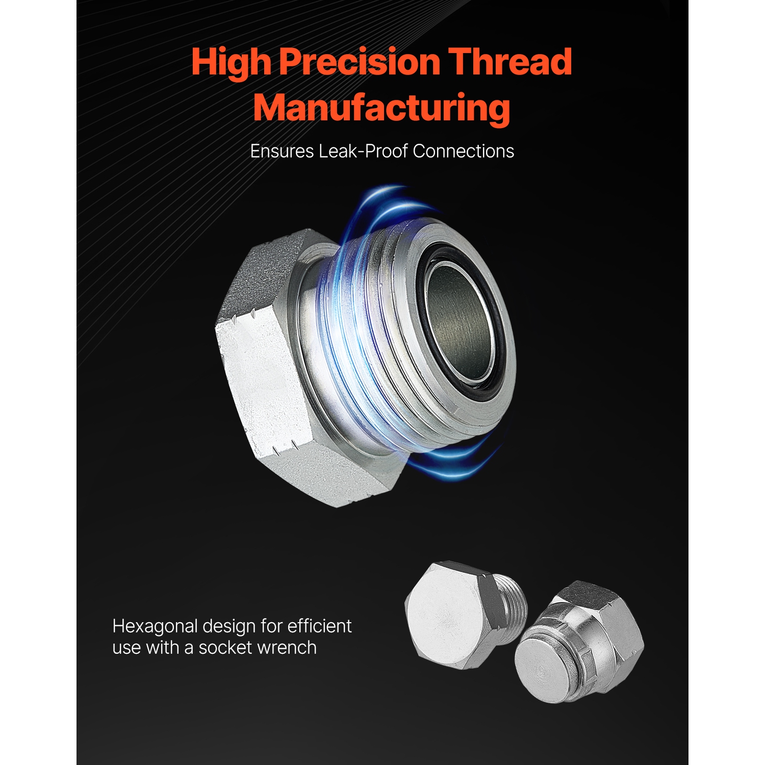 VEVOR 64 PCS BSPP Hydraulic Fittings, Hydraulic Cap and Plug Kit with Precision Threading, Galvanized Steel Heavy Duty Hydraulic Fitting Adapter Kit,