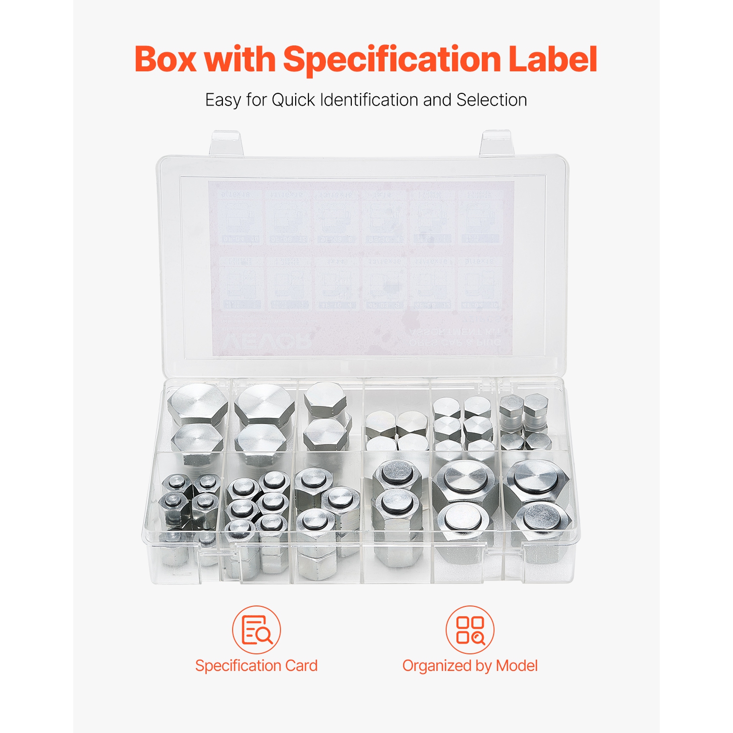 VEVOR 72 PCS ORFS Hydraulic Fittings, O Ring Face Seal Fitting Kit, Hydraulic Hose Tube and Pipe Fittings,Cap and Plug Set for Hydraulics,O Ring