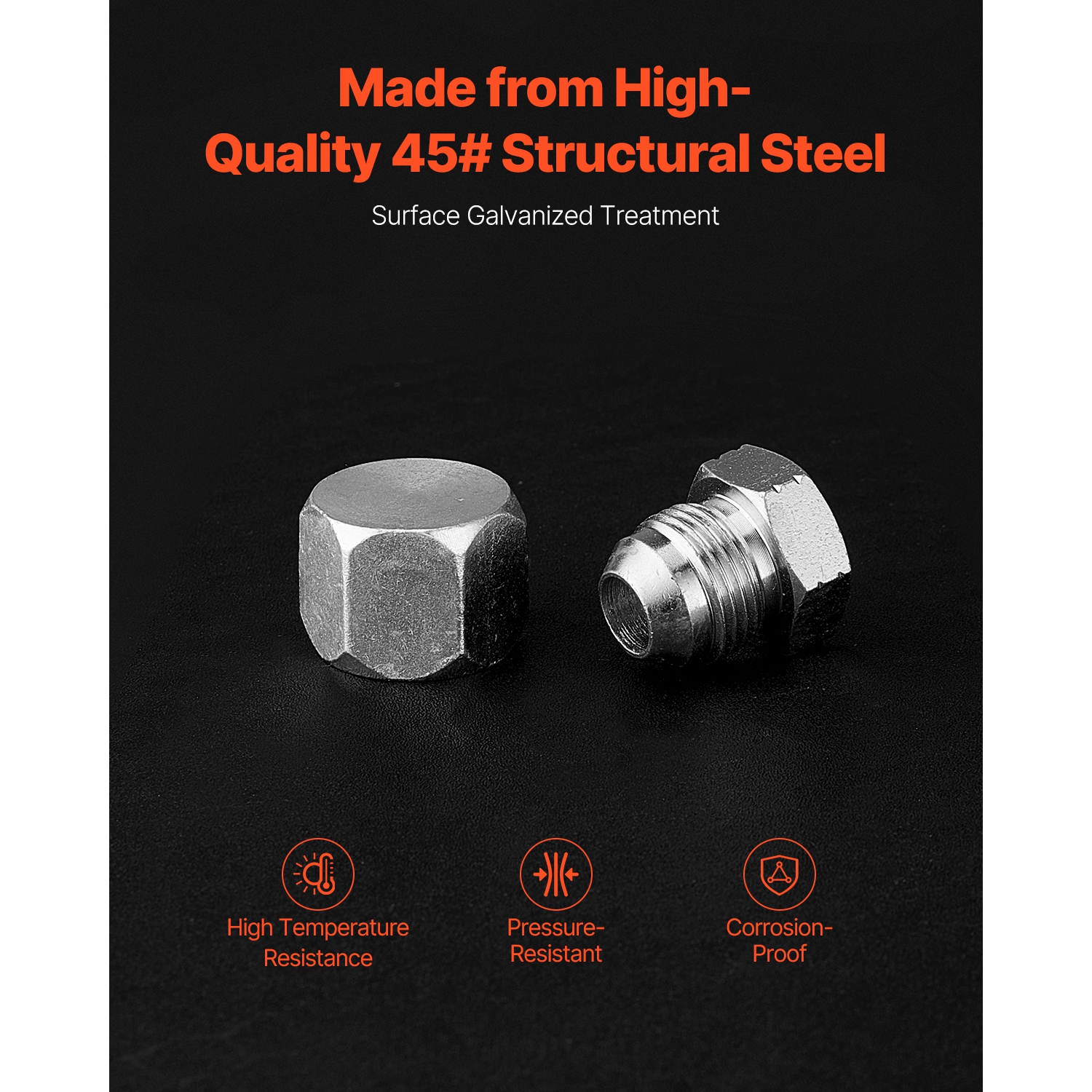 VEVOR 72 PCS JIC Hydraulic Fittings, Master Industrial Hydraulic Cap and Plug, Hose Tube and Pipe Fitting Kit Cap and Plug Kit Precision Threading in