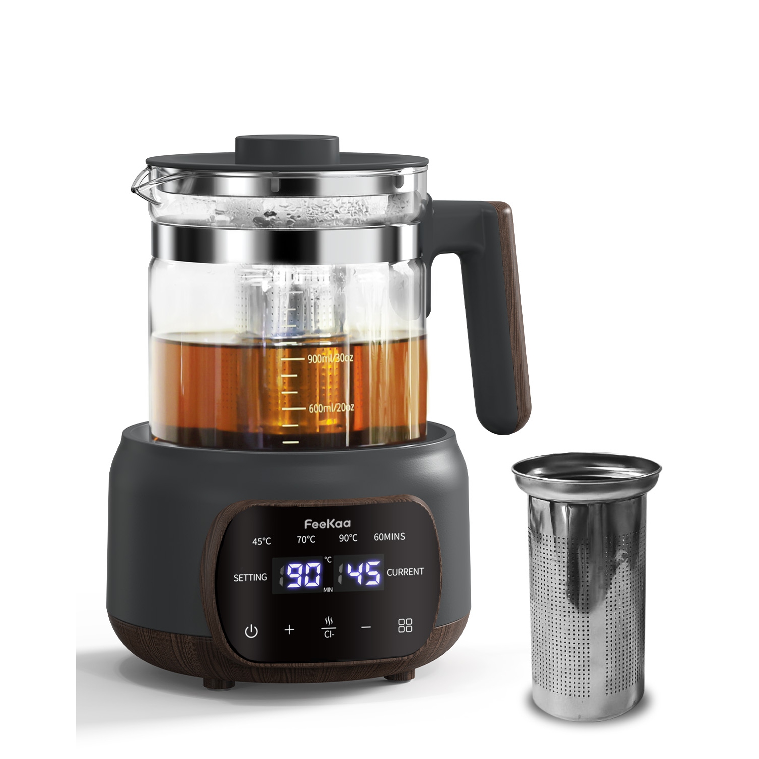 Feekaa Electric Kettle,1.3L Glass Teapot with Removable Infuser,Tea Kettle with Time & Temperature Control,Bouilloire électrique,Tea Maker,Health Pot