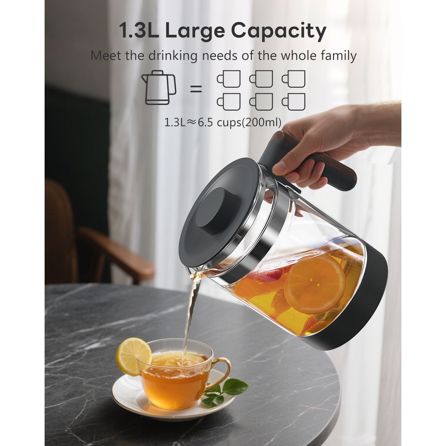 Feekaa Electric Kettle,1.3L Glass Teapot with Removable Infuser,Tea Kettle with Time & Temperature Control,Bouilloire électrique,Tea Maker,Health Pot