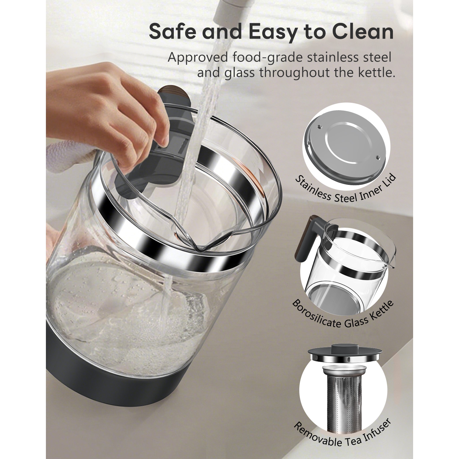 Feekaa Electric Kettle,1.3L Glass Teapot with Removable Infuser,Tea Kettle with Time & Temperature Control,Bouilloire électrique,Tea Maker,Health Pot