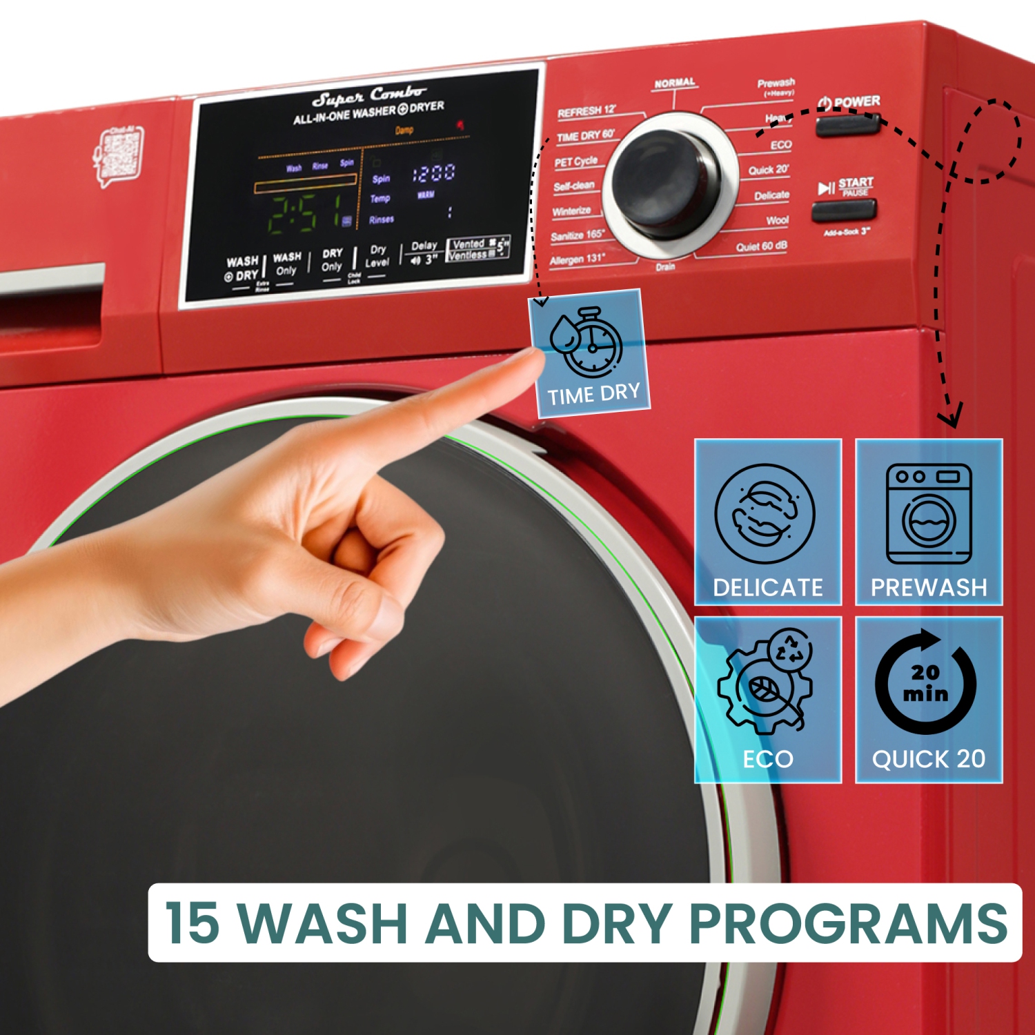 Equator All-in-One Washer Dryer VENTLESS/VENTED PET cycle 1.62cf/15lbs 110V