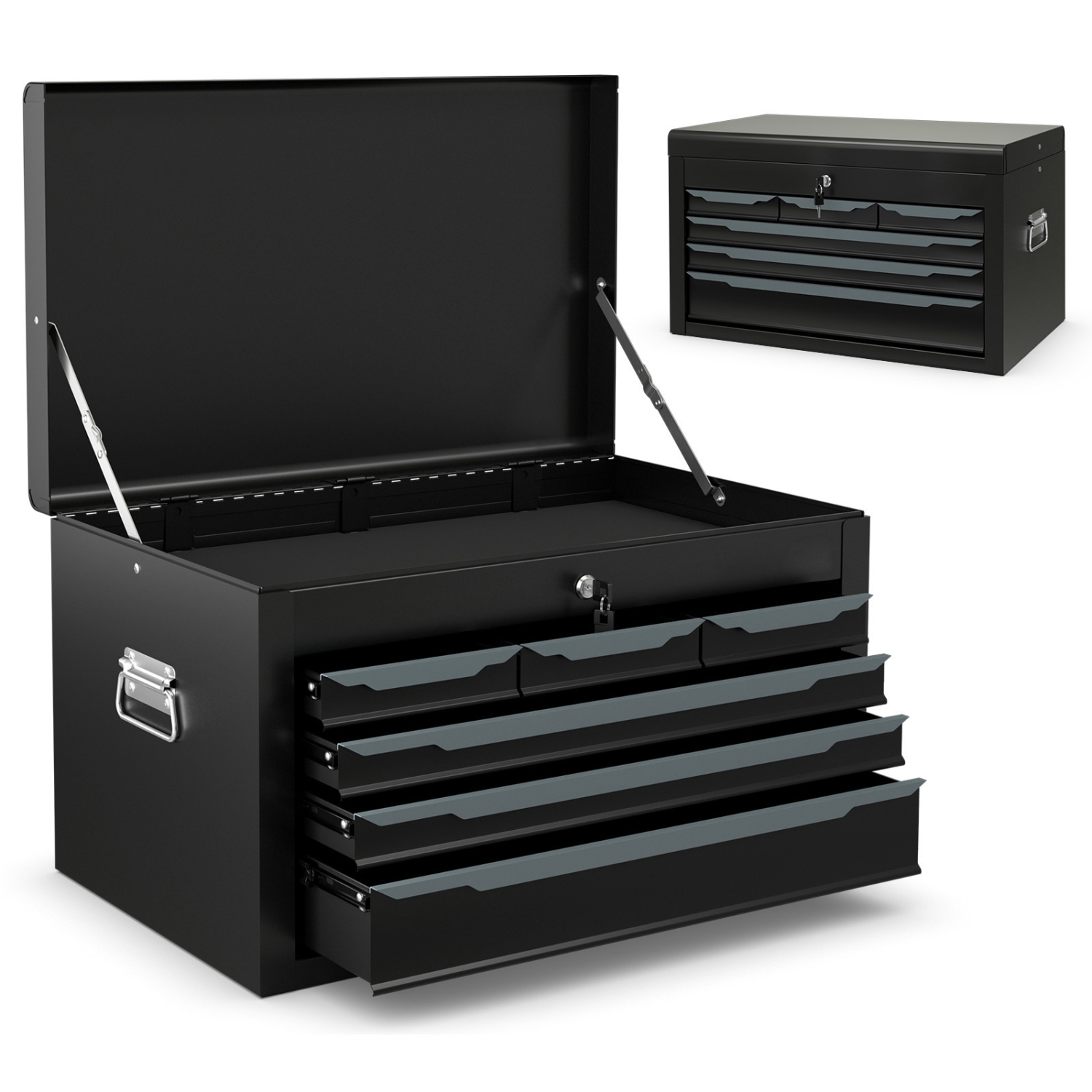 Gymax 24'' Tool Chest Case Steel Tool Box w/ 6 Drawers Top Storage Automatic Lock