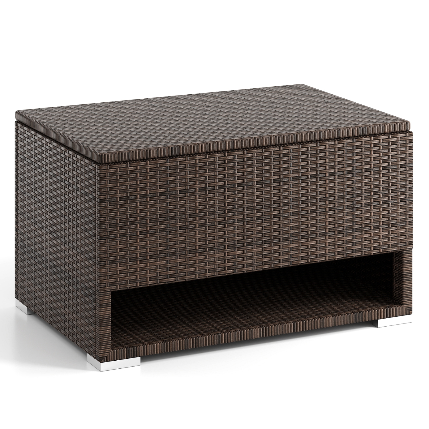Gymax 48 Gallon PE Wicker Rattan Deck Box w/ Shoe Rack Outdoor Storage Bin w/ Protective Liner