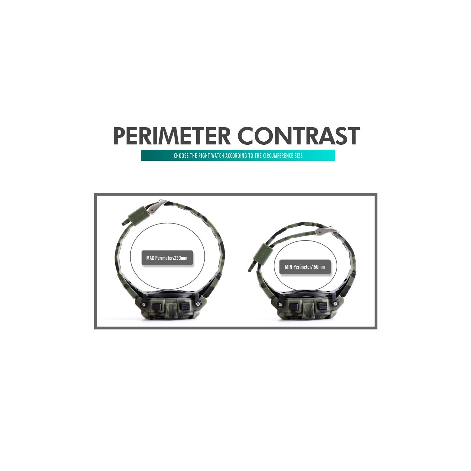 Montre sport d'extérieur étanche avec alarme, heures 12/24, chronomètre et calendrier pour garçons et filles