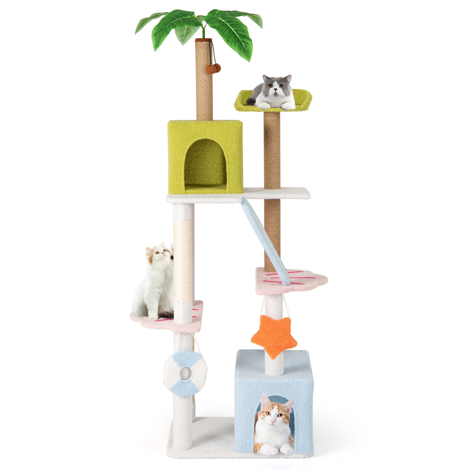 Gymax 71'' Large Cat Tree Multi-level Cat Tower Furniture w/ Scratching Ramp