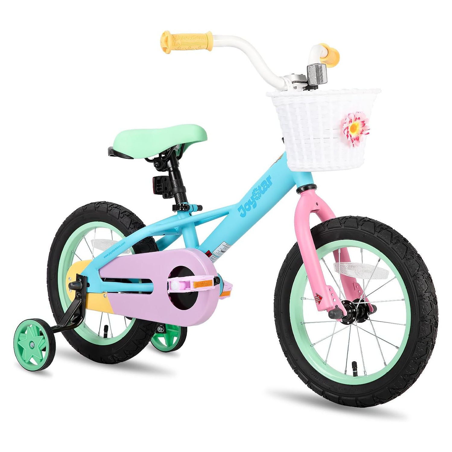 Vélo JOYSTAR pour enfants de 14&nbsp;po pour filles de 2-7 ans, vélo pour jeune fille avec roues d'entraînement, vélos arc-en-ciel, vélo pour