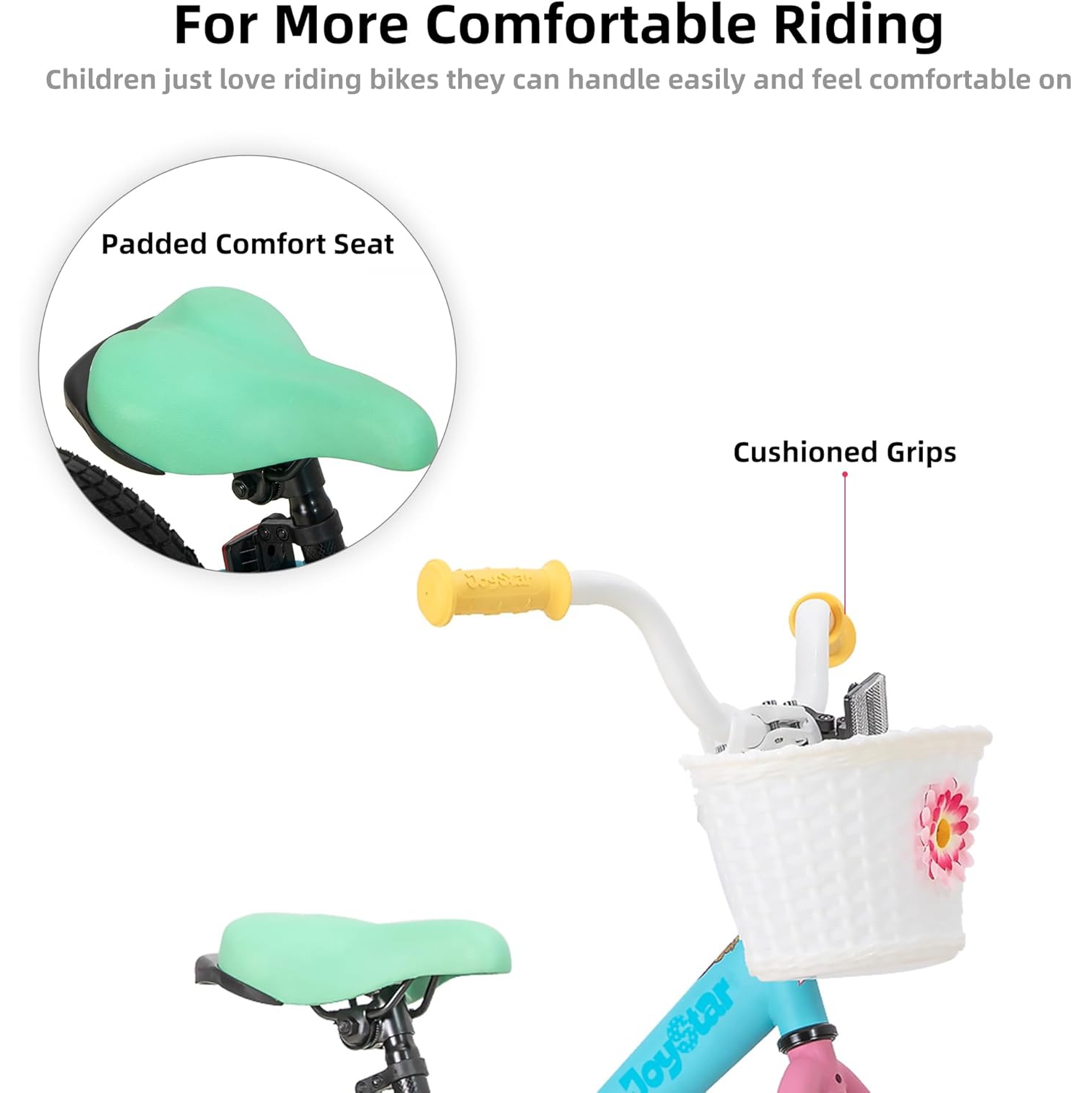 Vélo JOYSTAR pour enfants de 12 po pour filles de 2-7 ans, vélo pour jeune fille avec roues d'entraînement, vélos arc-en-ciel, vélo pour