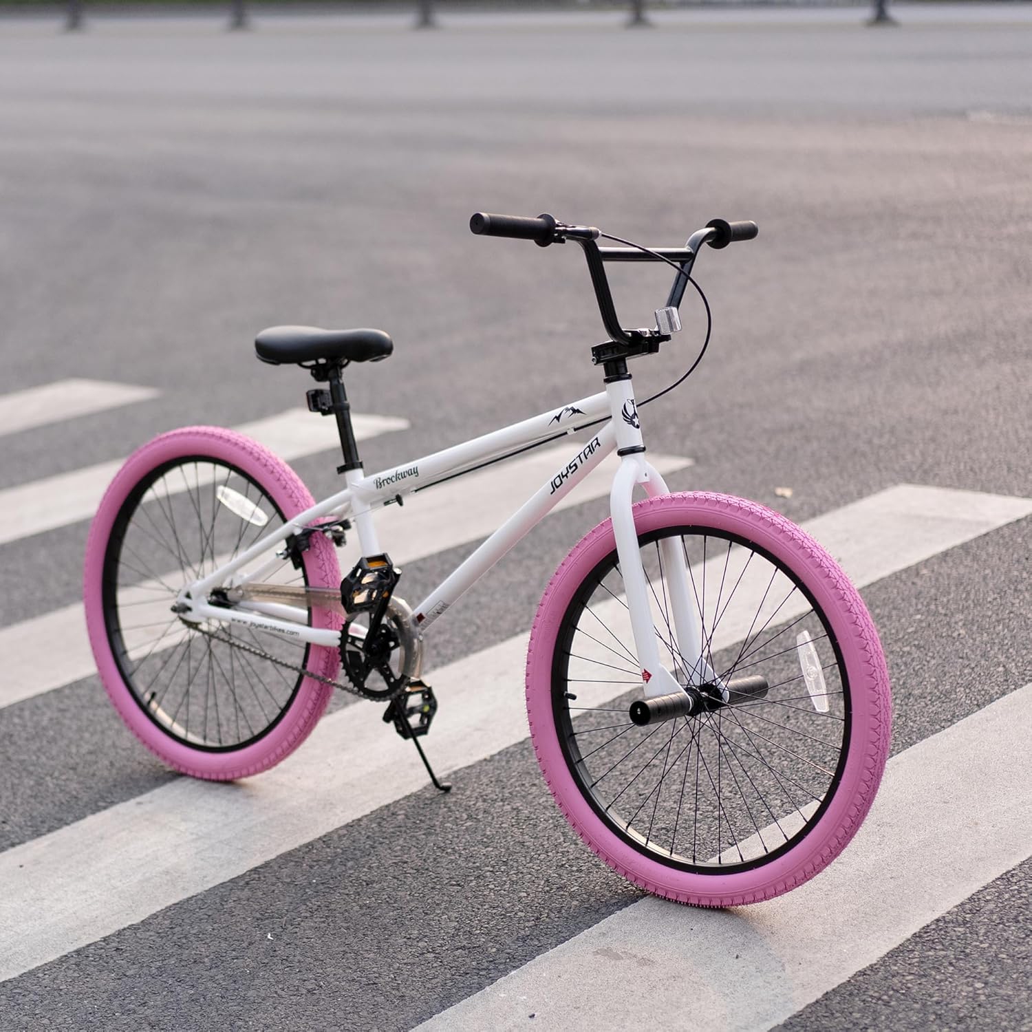 JOYSTAR Brockway Freestyle Kids BMX Bikes 20" Kids Bicycles for 6-14 Years Old Boys Girls and Beginner-Level Riders 2 Pegs White