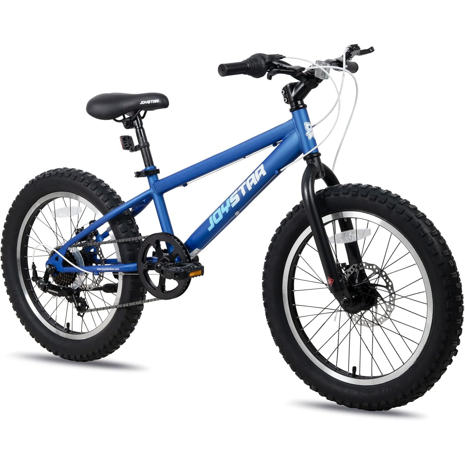 JOYSTAR 20 Inch Mountain Bike for Kids Ages 7-12 Year Old, 7 Speed Shimano Drivetrain, Disc Brakes, Fat Tire Kids Bicycles for Boys Girls Blue
