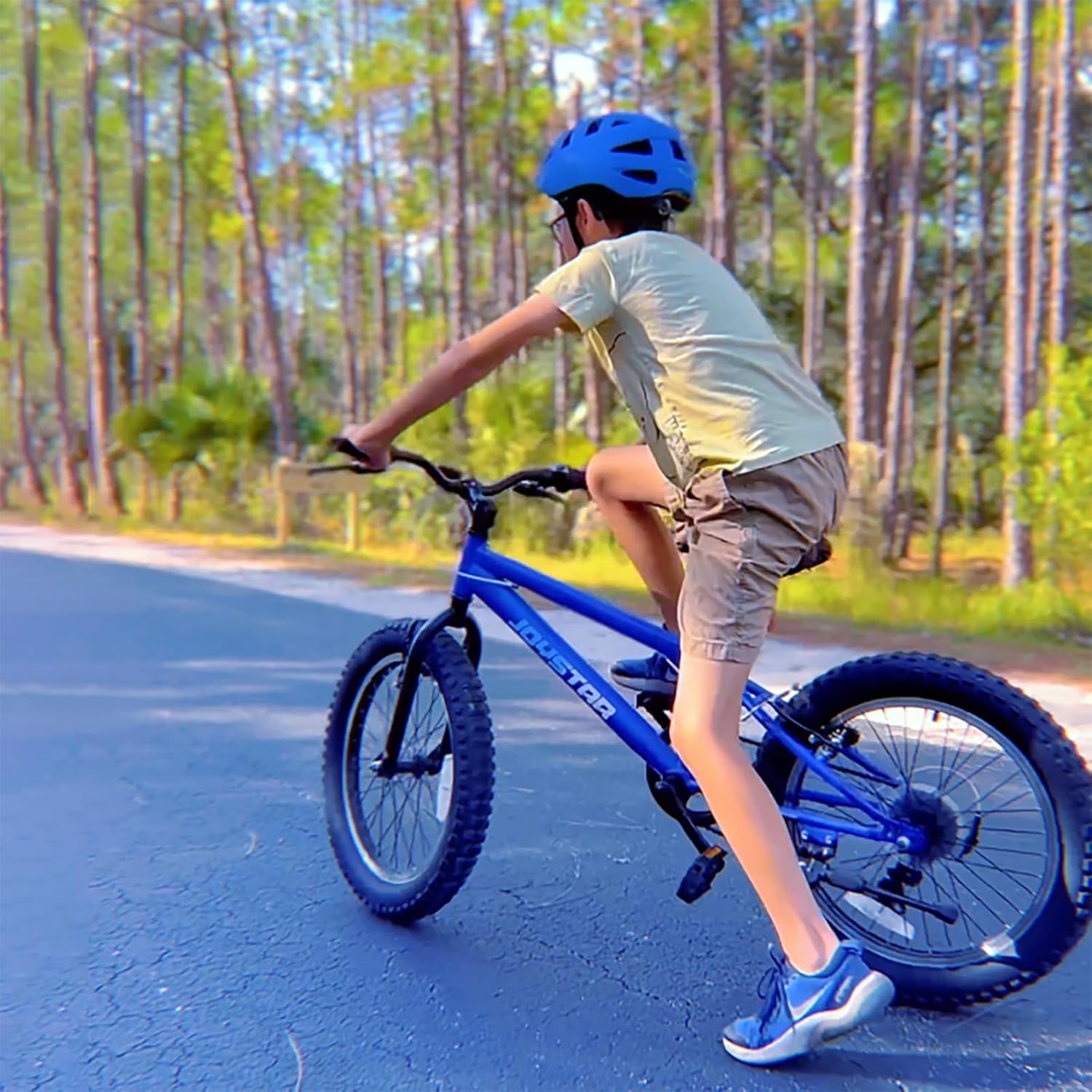 JOYSTAR 20 Inch Mountain Bike for Kids Ages 7-12 Year Old, 7 Speed Shimano Drivetrain, Disc Brakes, Fat Tire Kids Bicycles for Boys Girls Blue