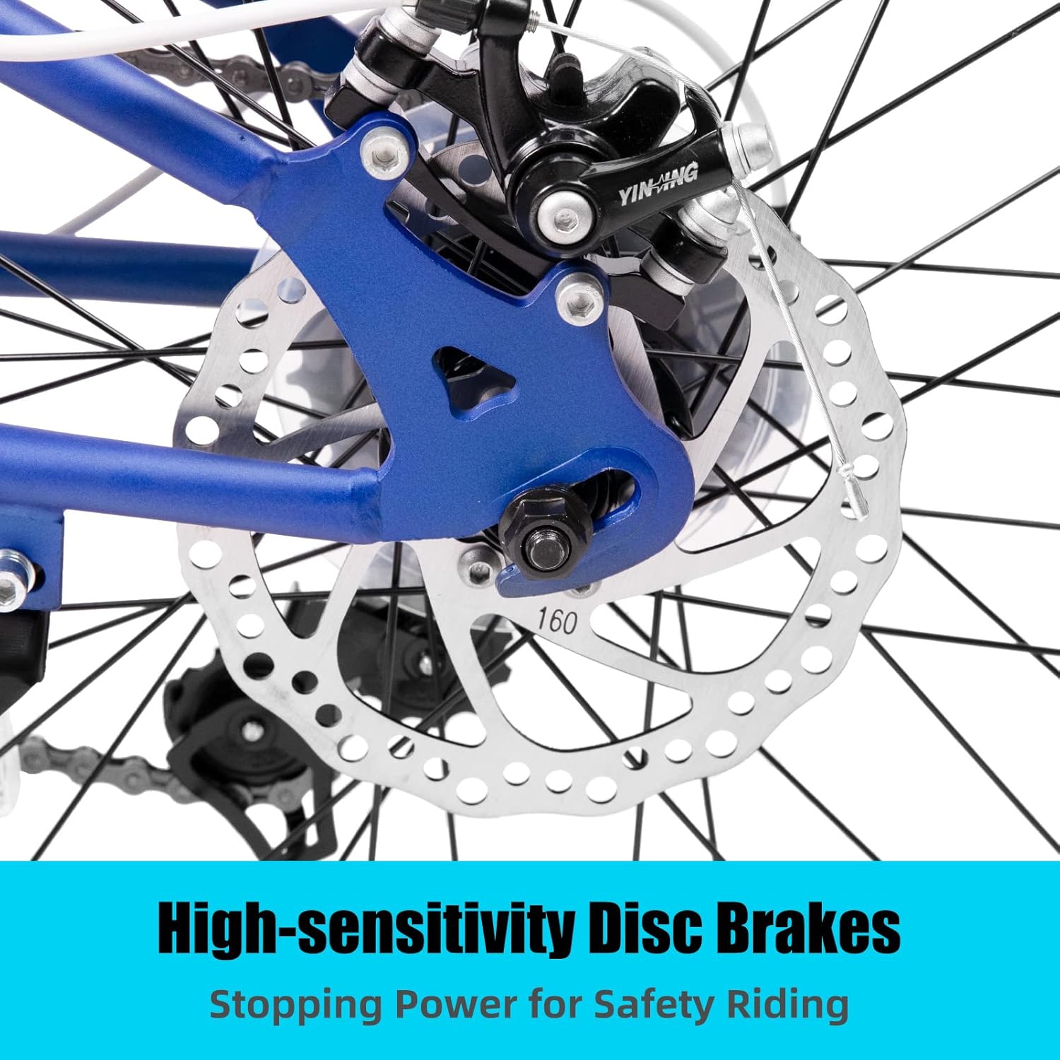 JOYSTAR 20 Inch Mountain Bike for Kids Ages 7-12 Year Old, 7 Speed Shimano Drivetrain, Disc Brakes, Fat Tire Kids Bicycles for Boys Girls Blue