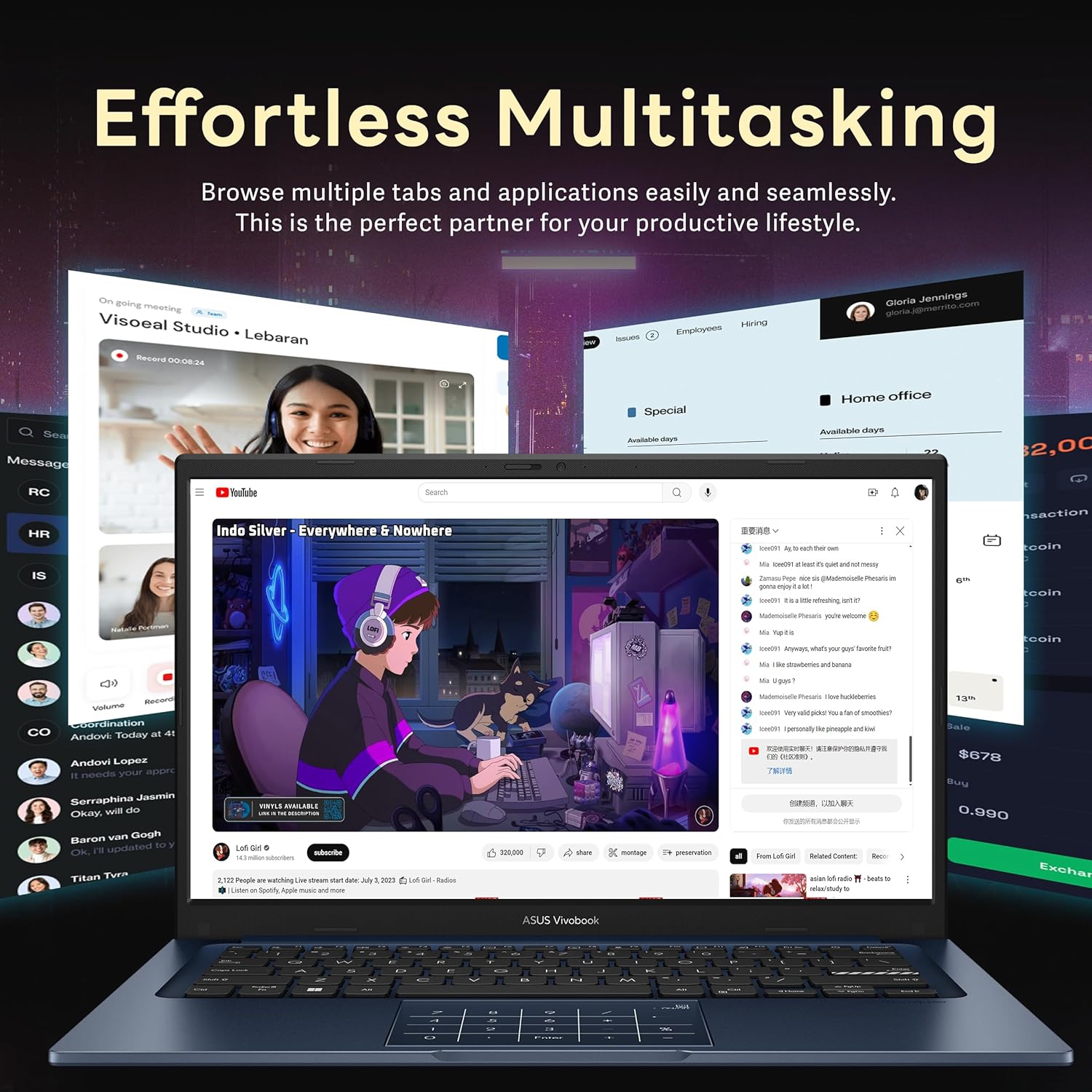 ASUS Vivobook 14" FHD Laptop, Intel i3-1315U Processor,2TB Storage, 16GB RAM, Intel UHD Graphics, Windows 11 Home, Quiet Blue