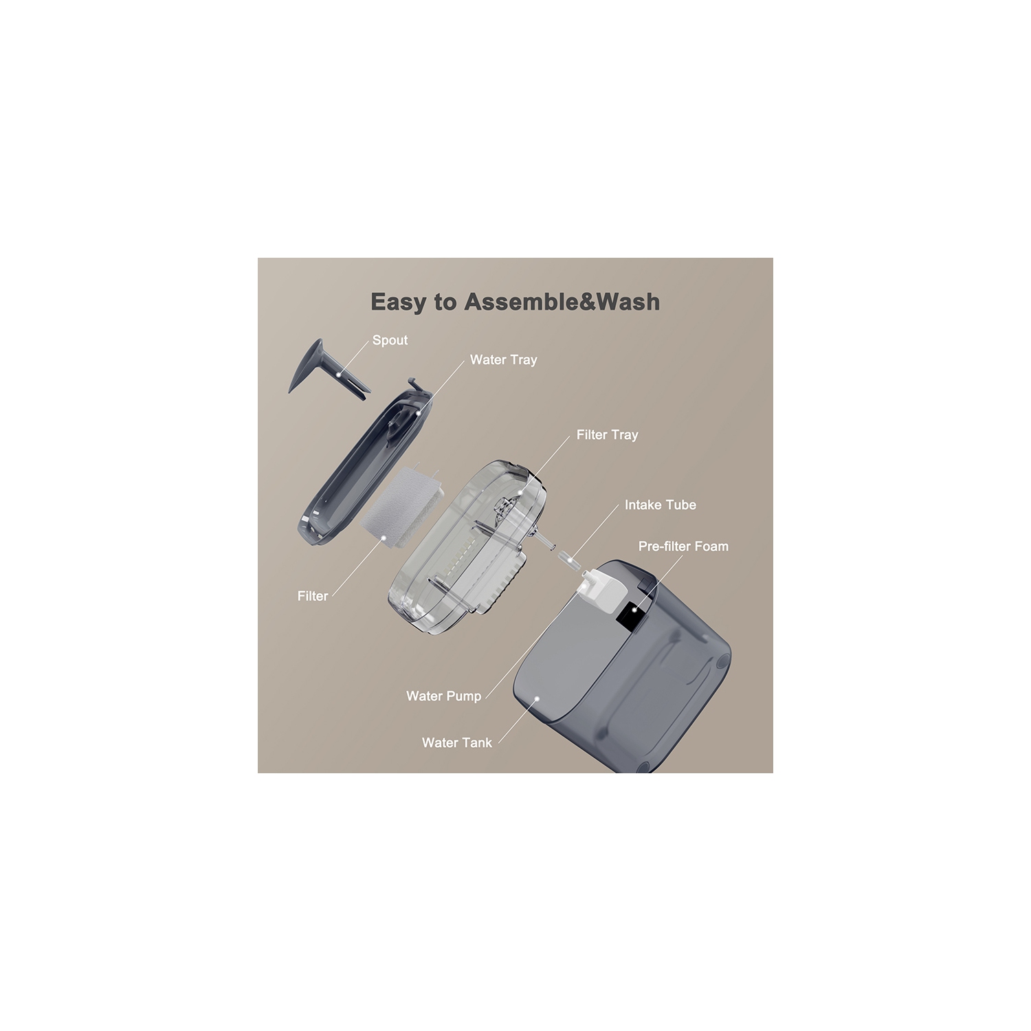 PATPET Triple Filter Ultra Quiet Pump Cat& Dog Water Fountain Dispenser,Black,75-02