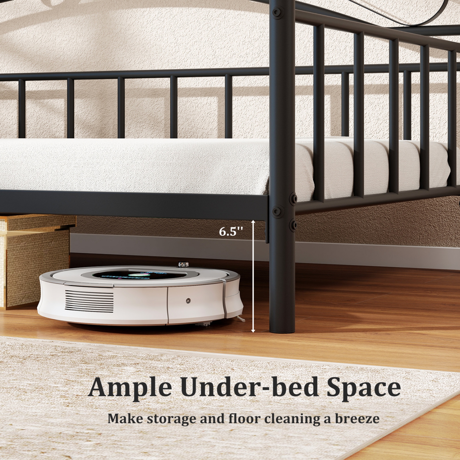 Gymax Twin Size Metal Daybed Frame w/ Headboard Heavy-Duty Metal Slats Support