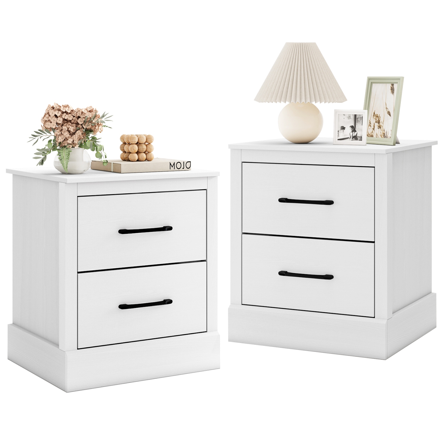 Gymax Set Of 2 18.5'' Farmhouse Nightstand w/2 Drawers Compact Size End Table Living Room