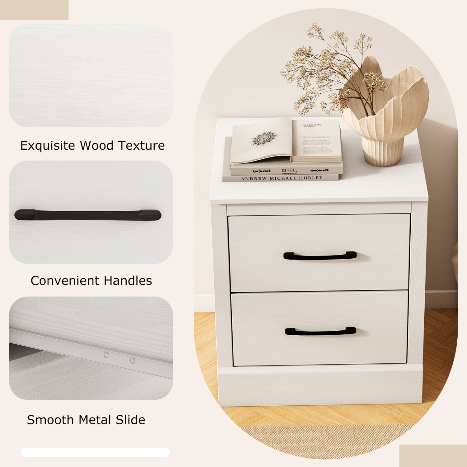 Gymax Set Of 2 18.5'' Farmhouse Nightstand w/2 Drawers Compact Size End Table Living Room