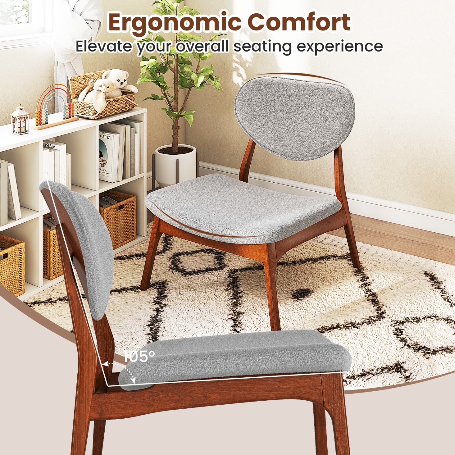 Gymax Accent Chairs Set of 2 w/ Side Table Living Room Chairs w/ Solid Wood Frame