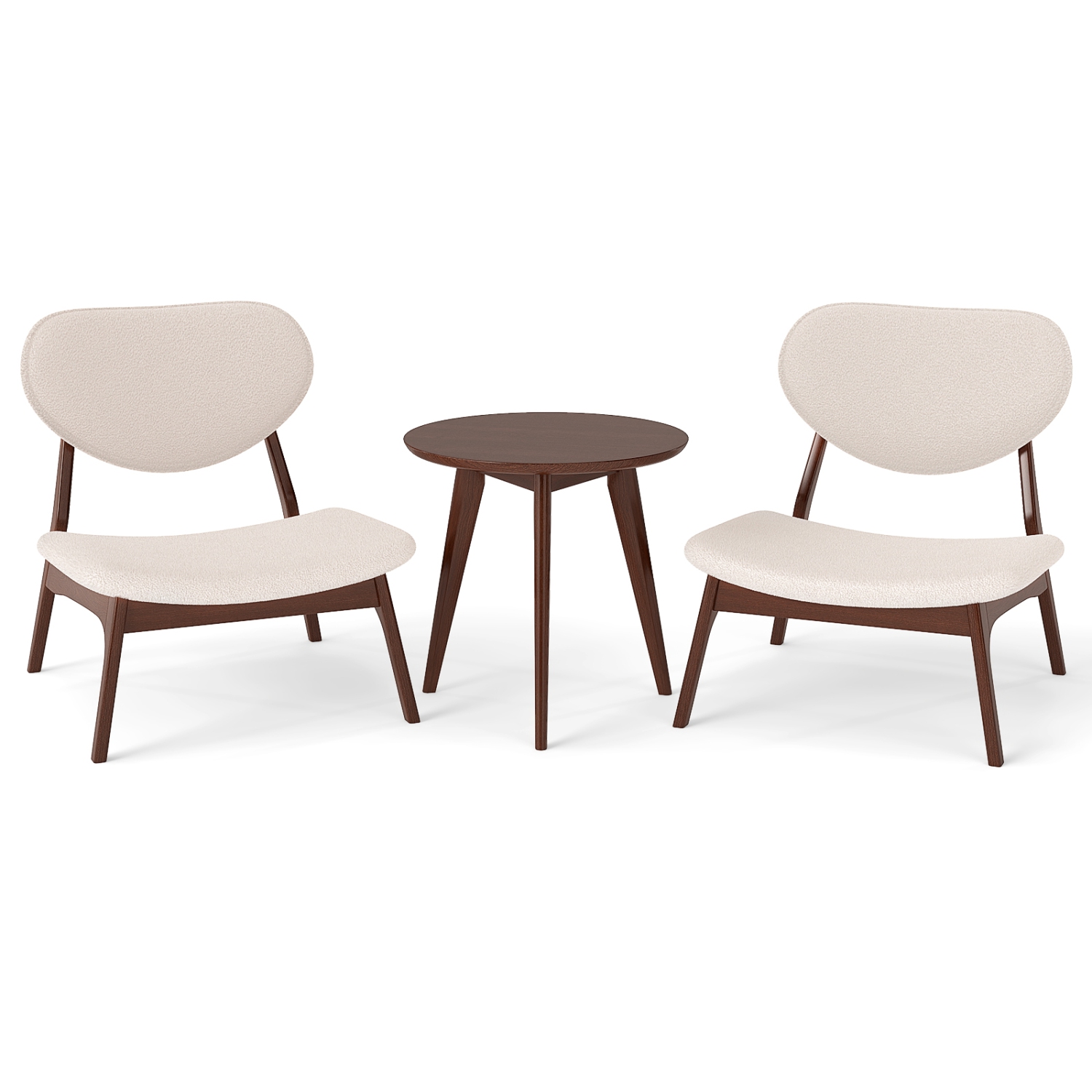 Gymax Accent Chairs Set of 2 w/ Side Table Living Room Chairs w/ Solid Wood Frame