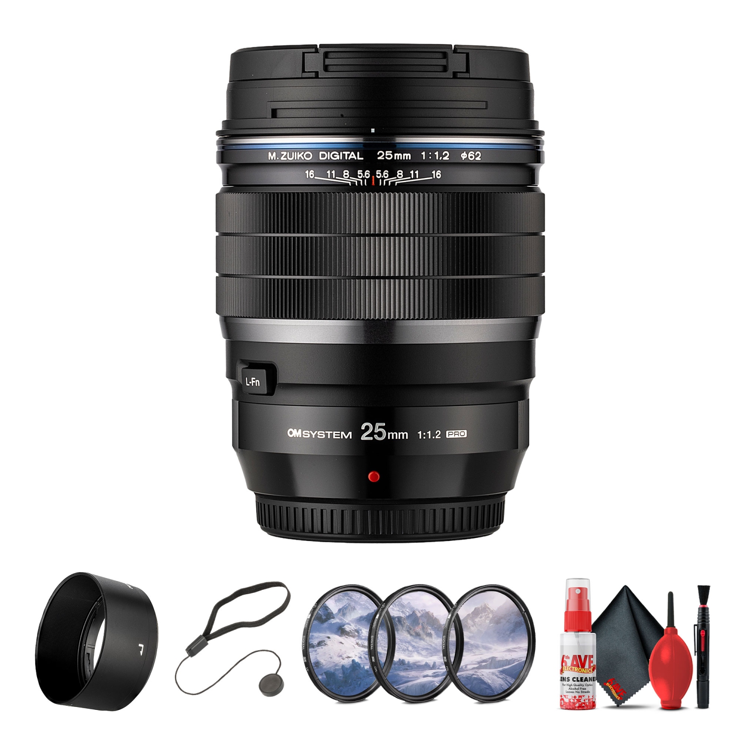 Ensemble avec objectif PRO ED numérique 25&nbsp;mm f/1,2 M.Zuiko OM SYSTEM