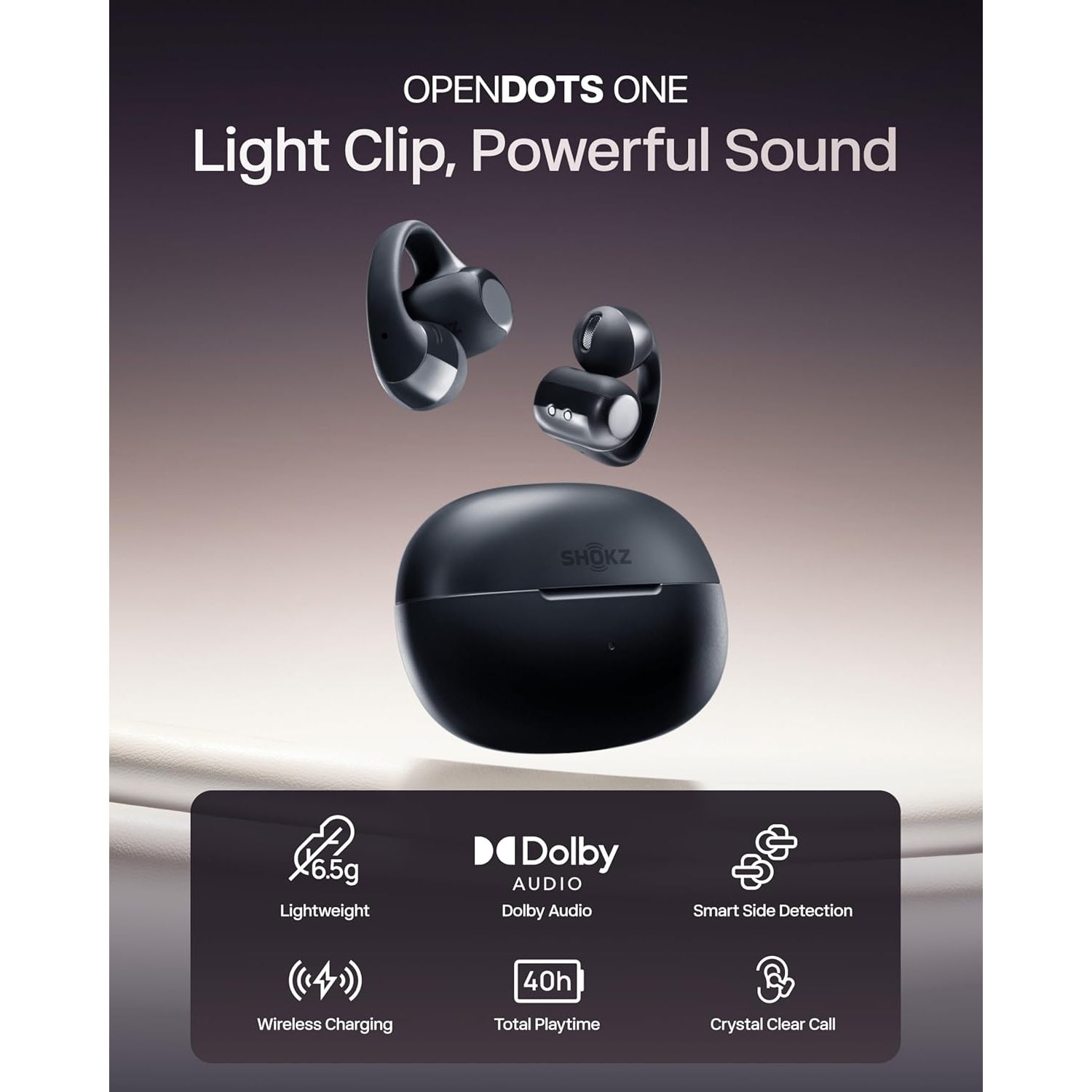 Brand New - Shokz OpenDots One - Ear True Wireless Earbuds - Black
