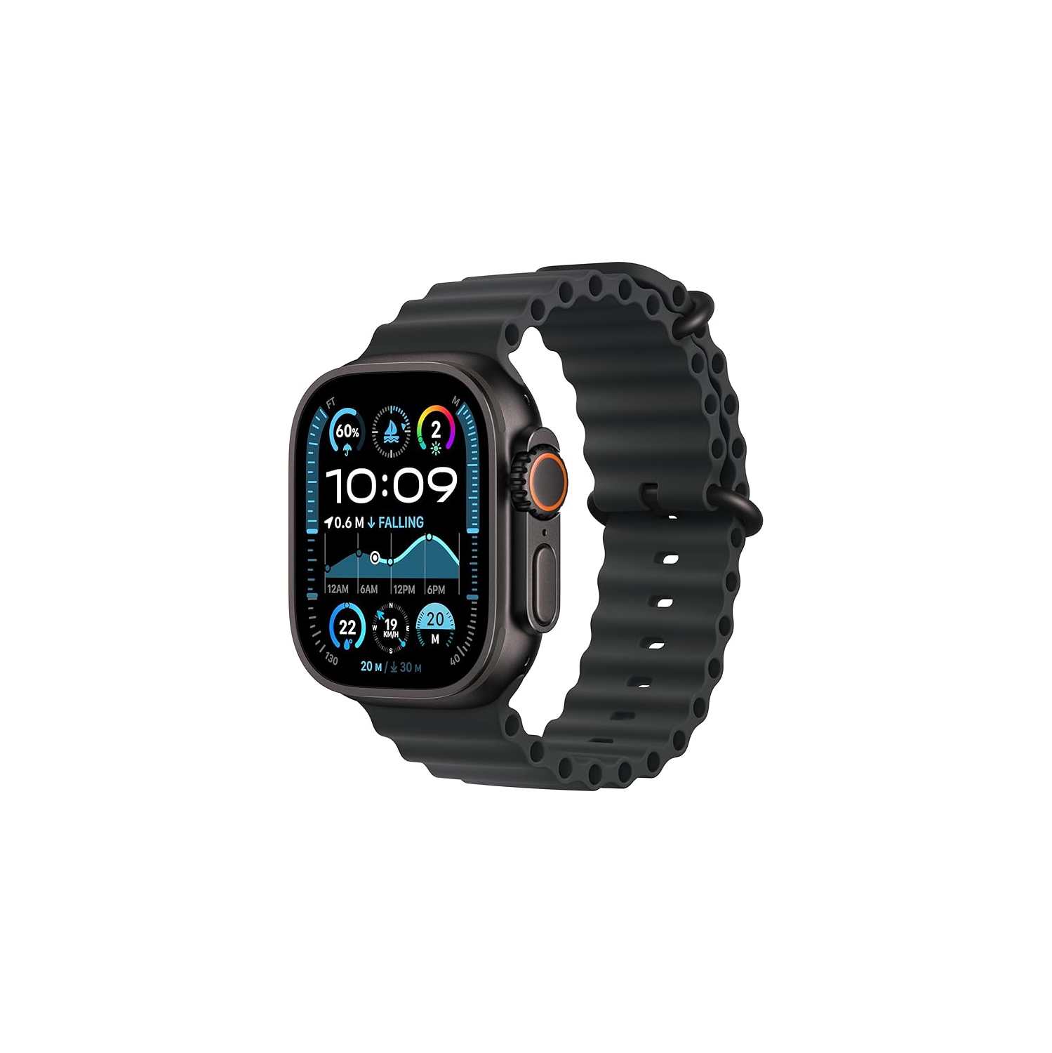 Apple Watch Ultra 2 [GPS + Cellular 49mm] Smartwatch, Sport Watch with Rugged Black Titanium Case with Black Ocean Band. Fitness Tracker, Precision