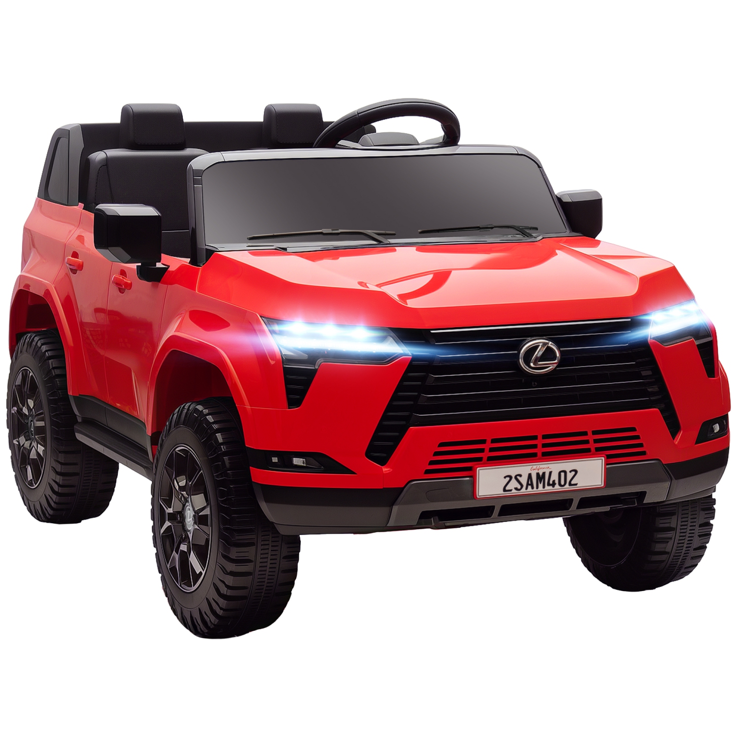 Qaba 2 Seater Electric Car for Kids, 12V 7AH Lexus GX550 Licensed Battery Powered Ride On Car with Remote Control, 4 Wheel Suspension System, USB,