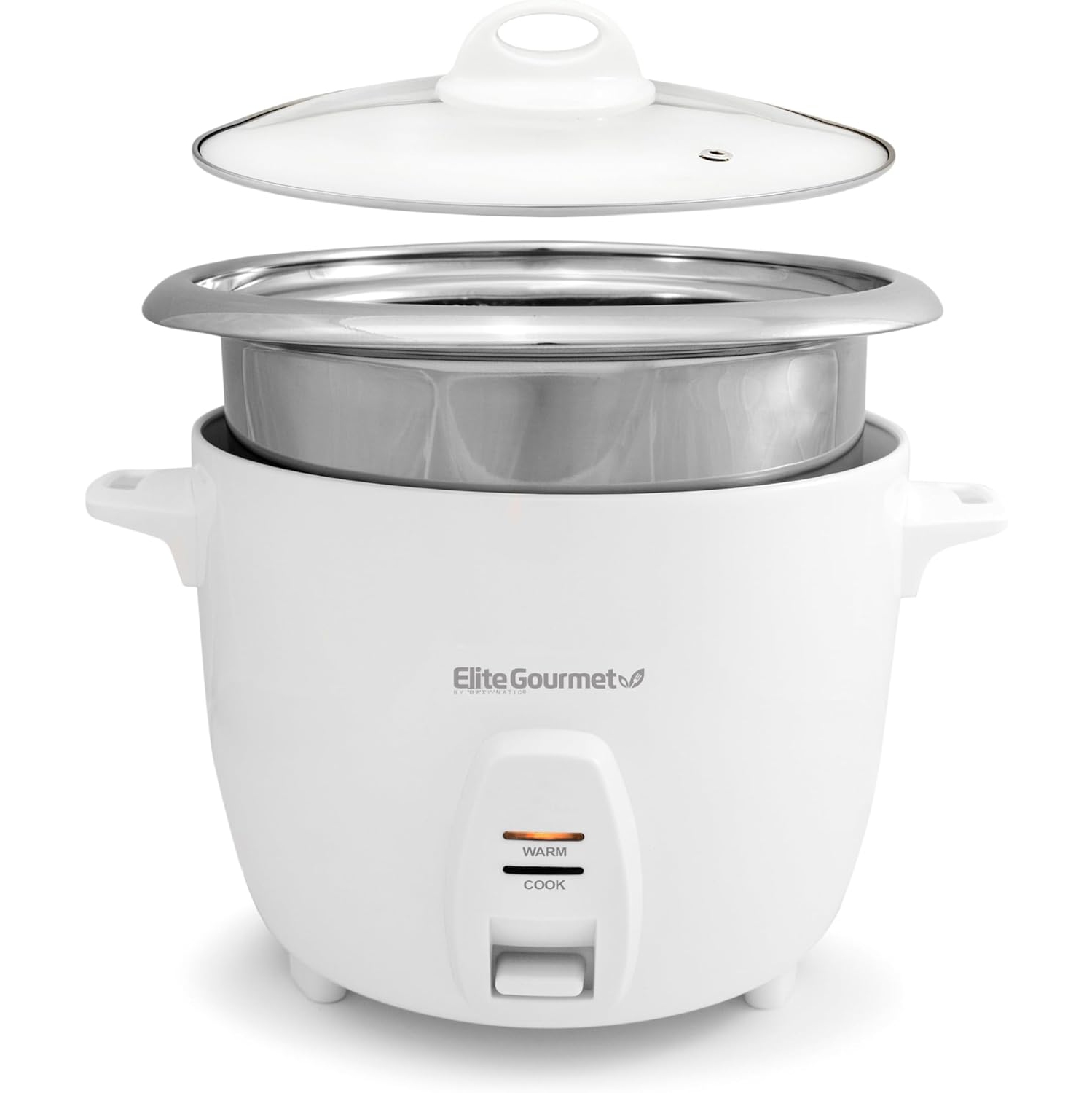 Elite Gourmet ERC-2020 Electric Rice Cooker with Stainless Steel Inner Pot Makes Soups, Stews, Grains, Cereals, Keep Warm Feature, 20 Cups Cooked,