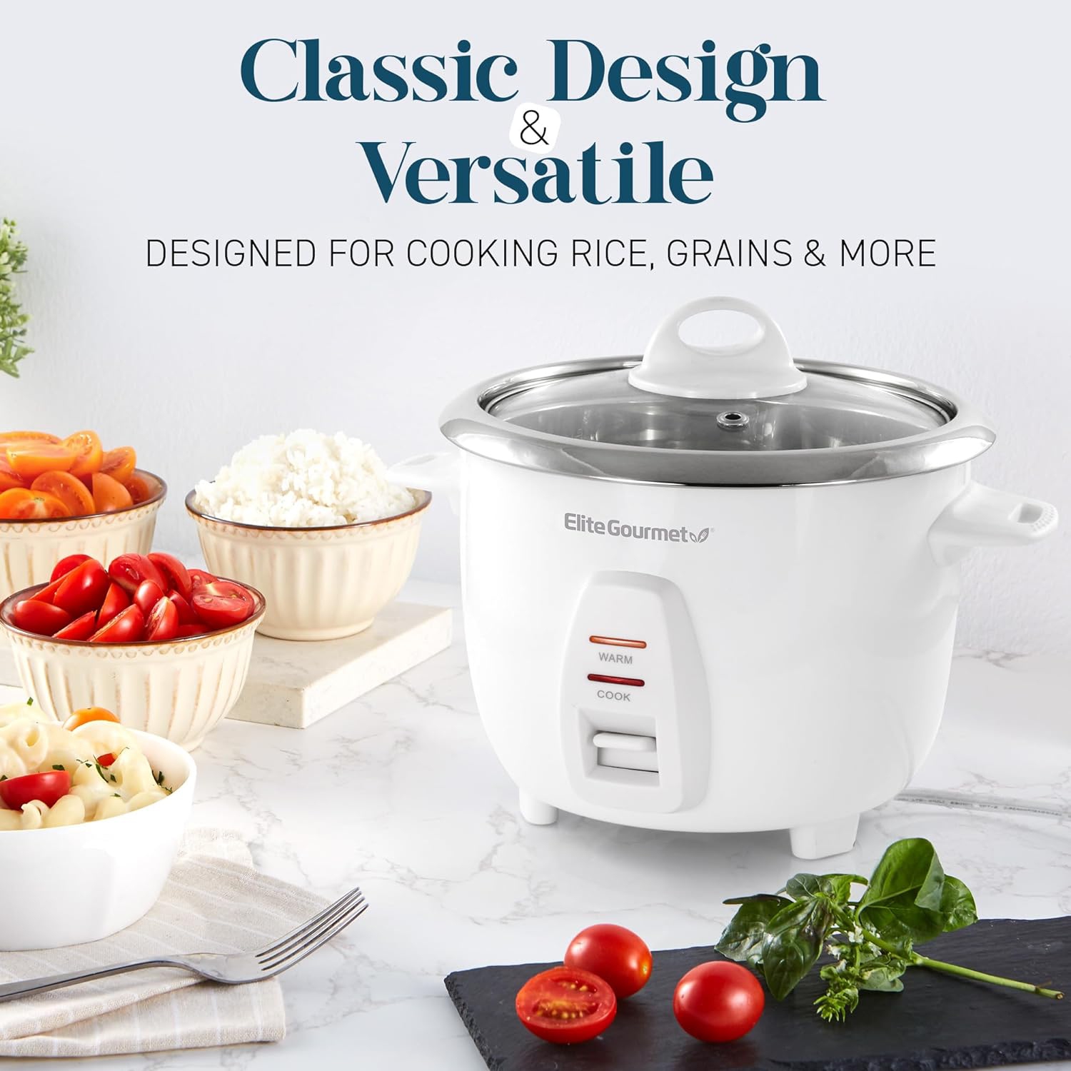 Elite Gourmet ERC-2020 Electric Rice Cooker with Stainless Steel Inner Pot Makes Soups, Stews, Grains, Cereals, Keep Warm Feature, 20 Cups Cooked,