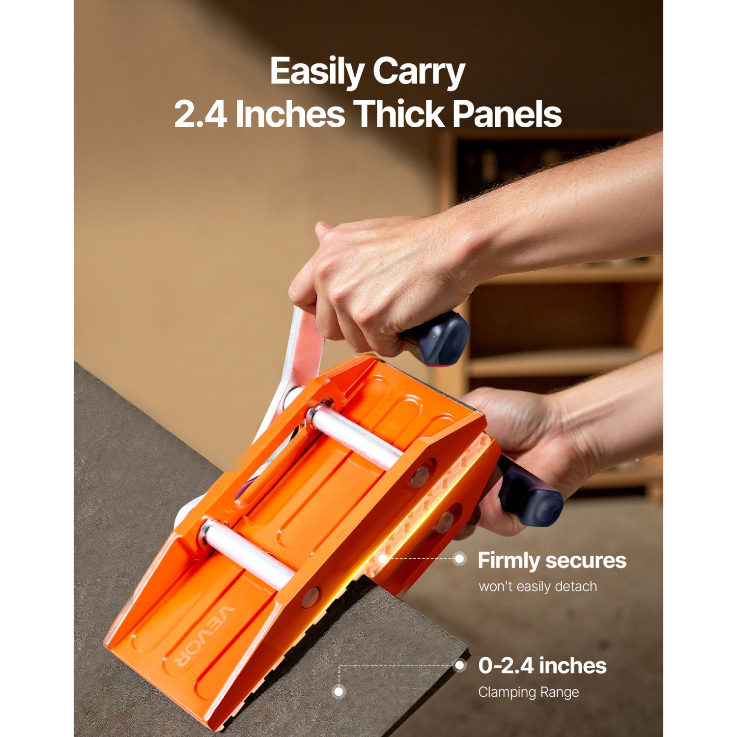 VEVOR 2 Pack Double Handed Stone Carrying Clamps, 660 lbs Load Capacity, Granite Panel Carriers Lifting Tools with Rubber-lined, Heavy Duty lifting