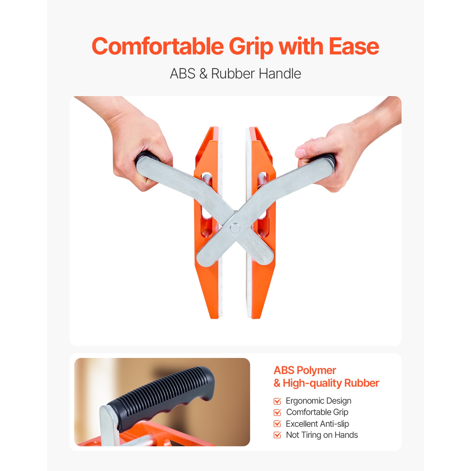 VEVOR 2 Pack Double Handed Stone Carrying Clamps, 660 lbs Load Capacity, Granite Panel Carriers Lifting Tools with Rubber-lined, Heavy Duty lifting