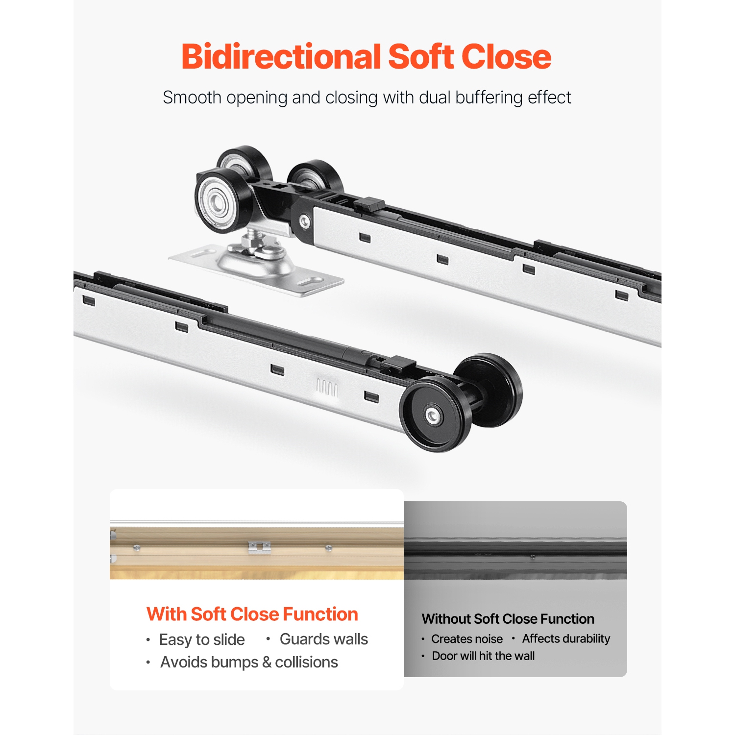 VEVOR Pocket Door Frame Kit, for 24-36 in Wide 84 in High Door, Pocket Door Kit with Two-Way Soft Close Mechanism, Slide Smoothly Quietly, Easy to