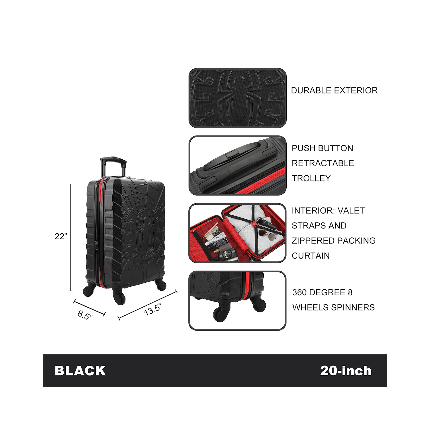 Bagage de cabine rigide de 20&nbsp;po assorti