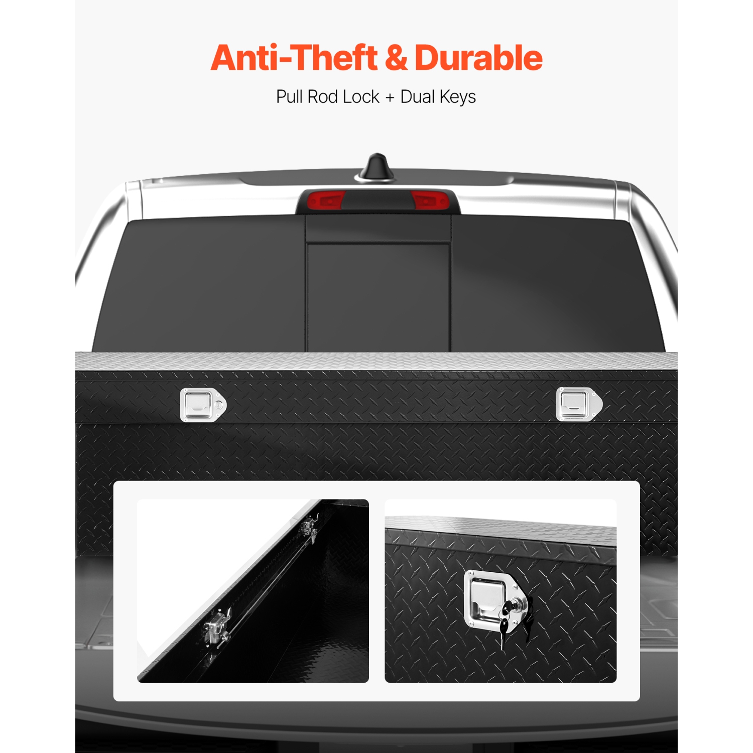 VEVOR 72x20x14 In Crossover Truck Tool Box, Heavy Duty Aluminum Toolbox with Diamond Texture, Pick Up Truck Bed RV Trailer Toolbox, Waterproof