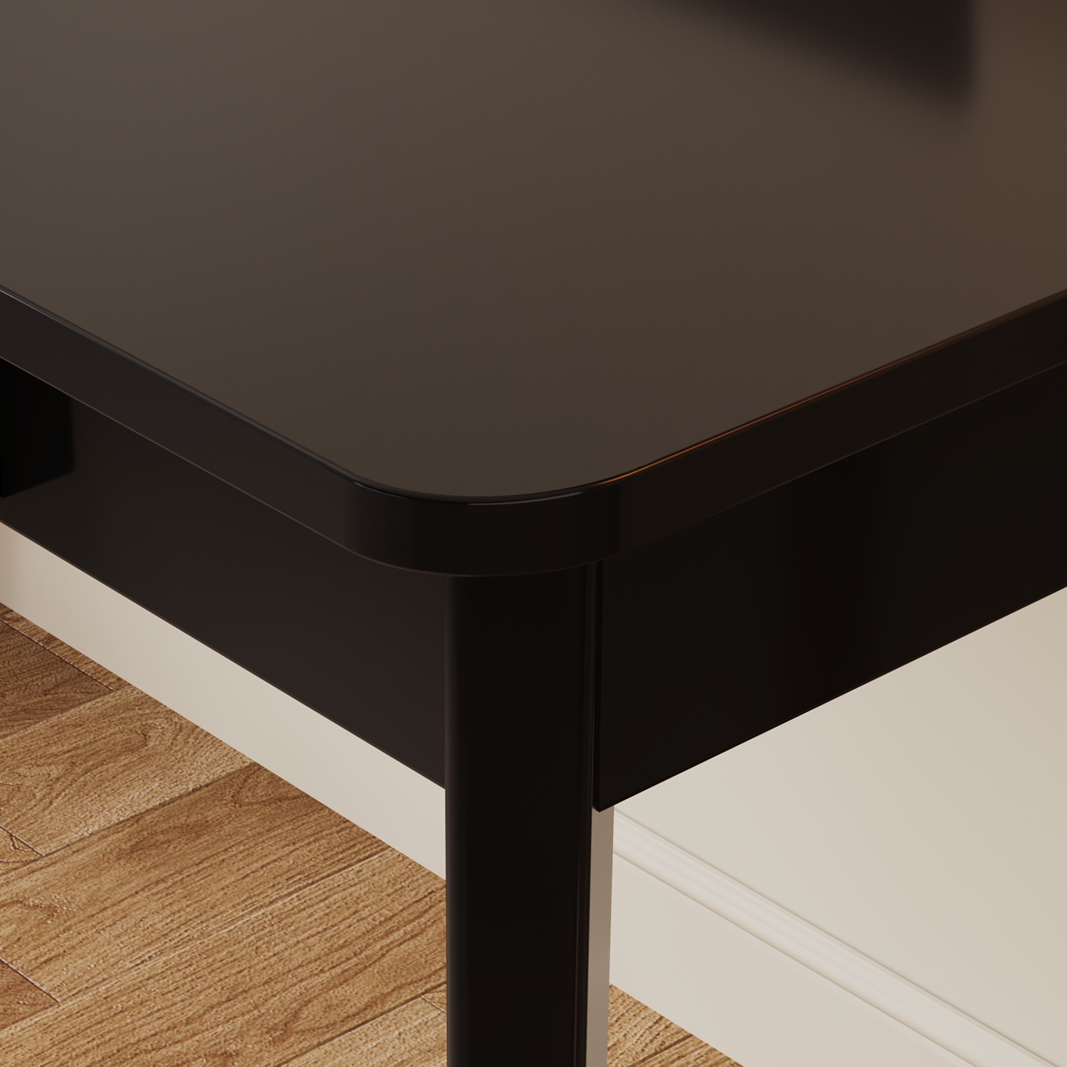 Famapy 47.2-Inch Black Modern Writing Desk with 2 Drawers – Sleek, Compact Design for Home Office or Living Room, White