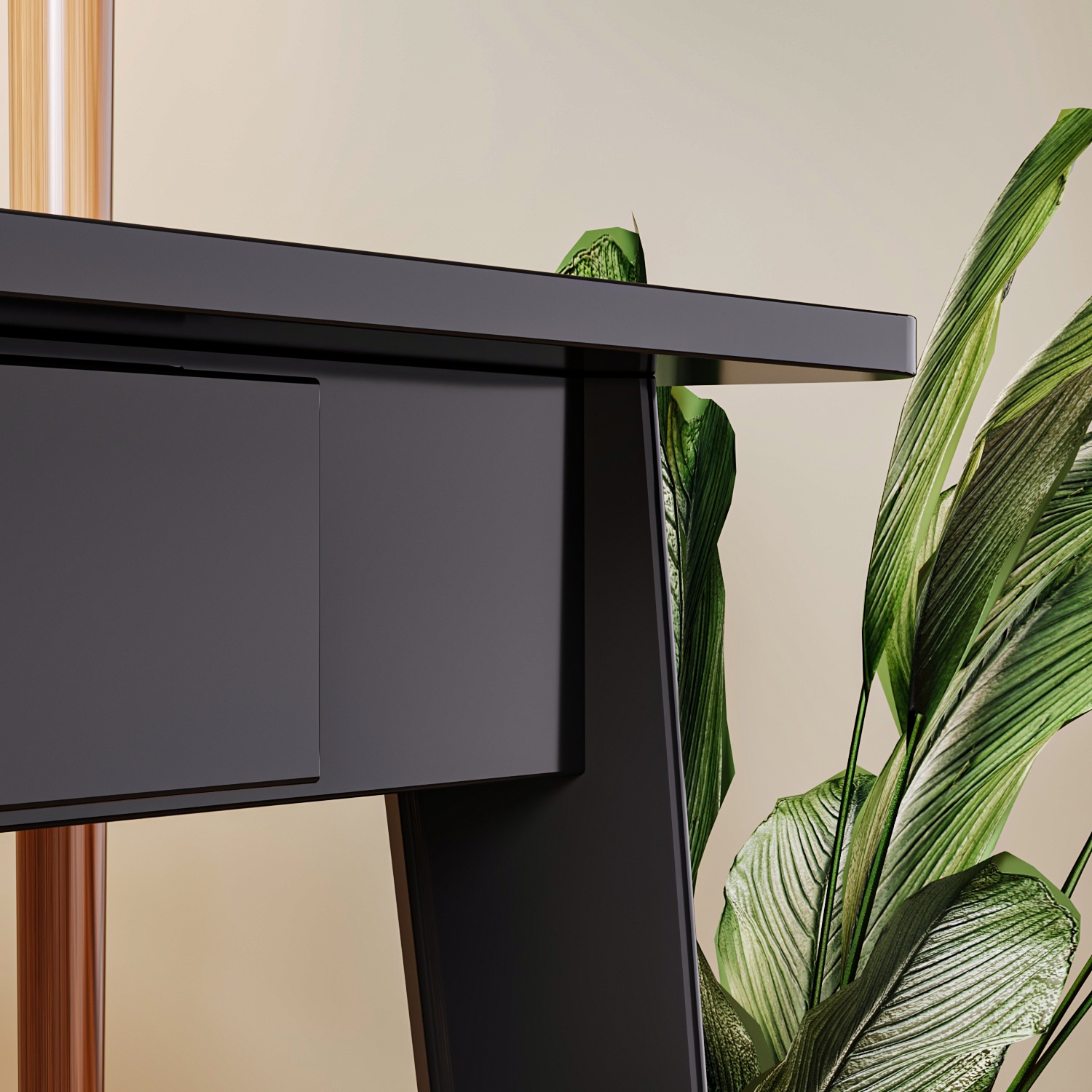 Famapy 47.2-Inch Black Modern Writing Desk with 2 Drawers – Sleek, Compact Design for Home Office or Living Room, White