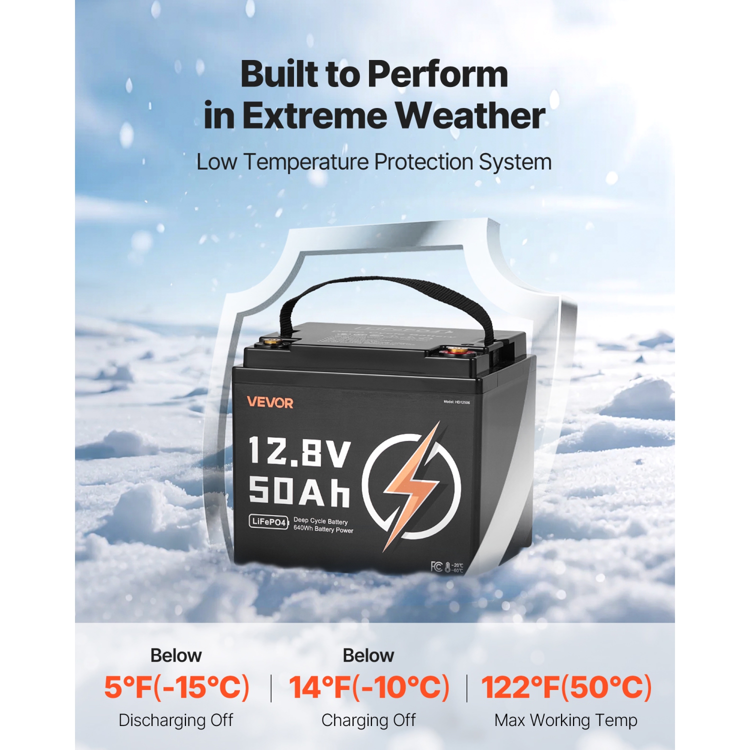VEVOR 12V 50Ah LiFePO4 Battery, Up to 15000 Cycles, Deep Cycle Lithium Iron Phosphate Battery with Built-in BMS,Low Temperature Protection,10 Years